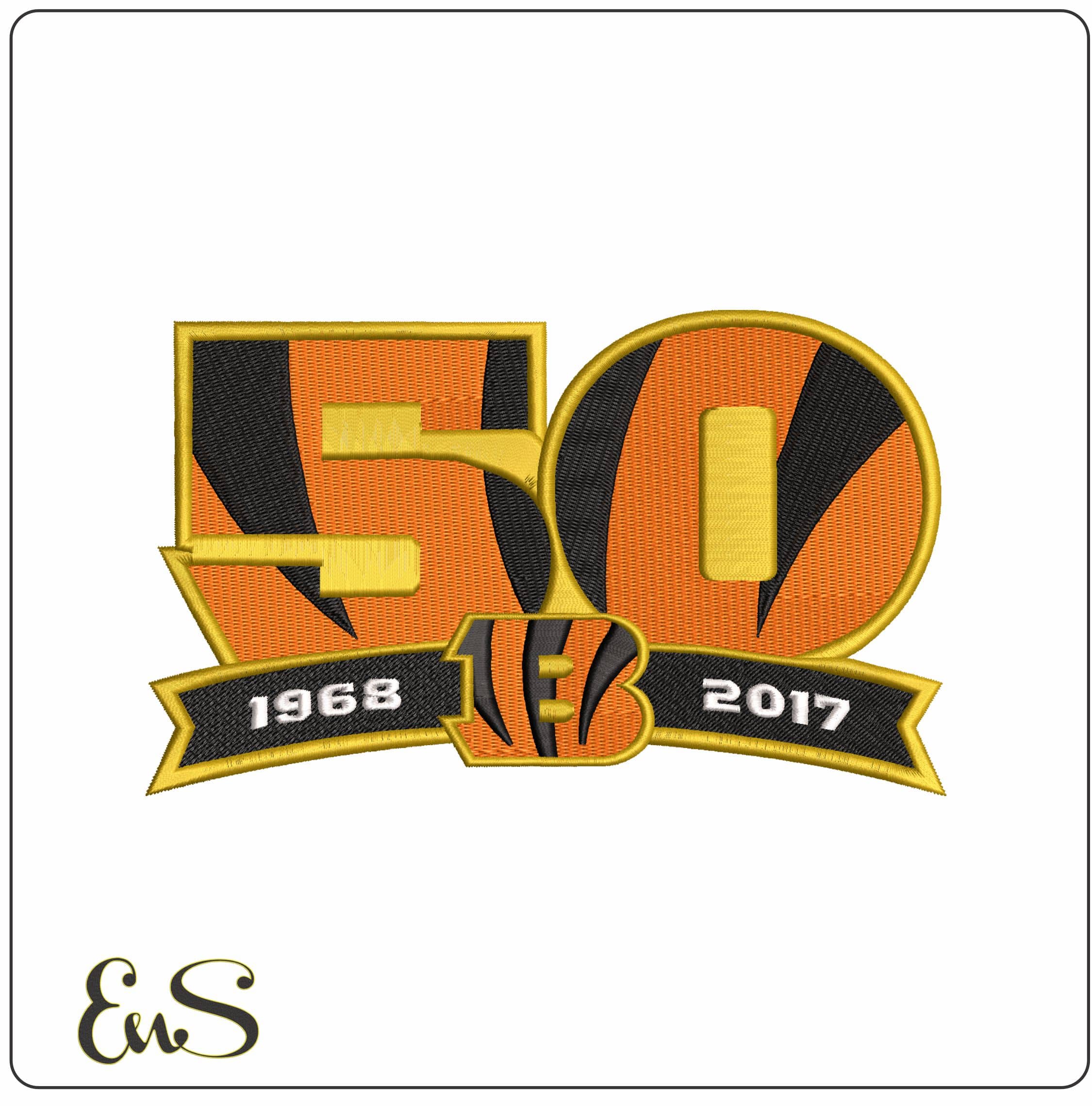 Bengals 50    - Elegant embroidery design file - instant download
