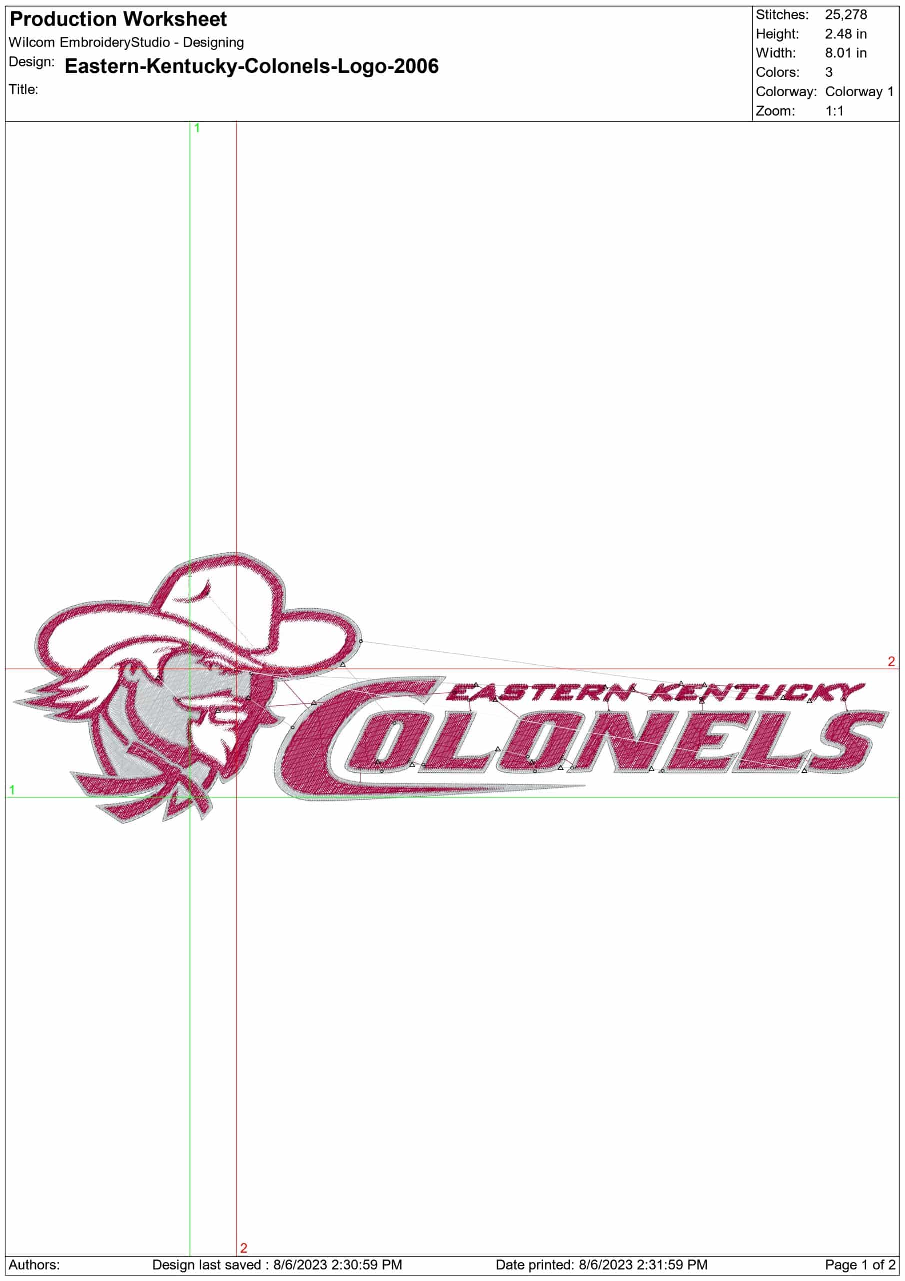 Eastern Kentucky Colonels embroidery design - Eastern Kentucky University EKU embroidery machine pattern embroidery file instant download — view 2