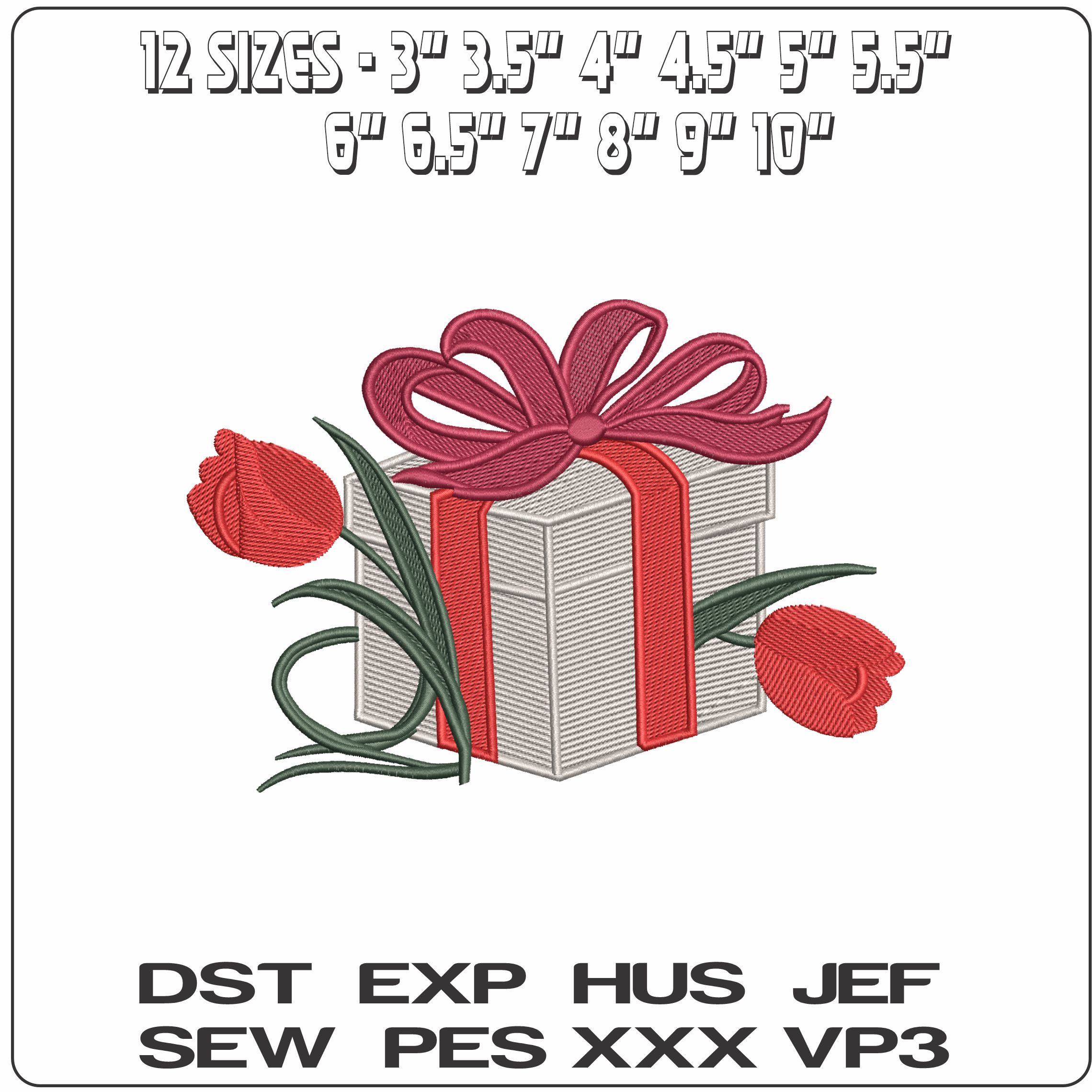 Birthday Present    - Elegant embroidery design file - instant download — view 2