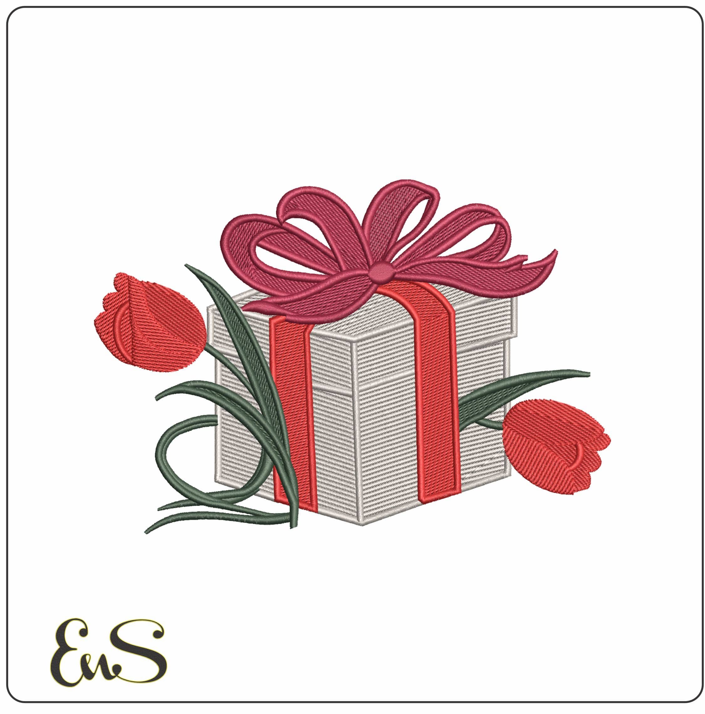 Birthday Present    - Elegant embroidery design file - instant download