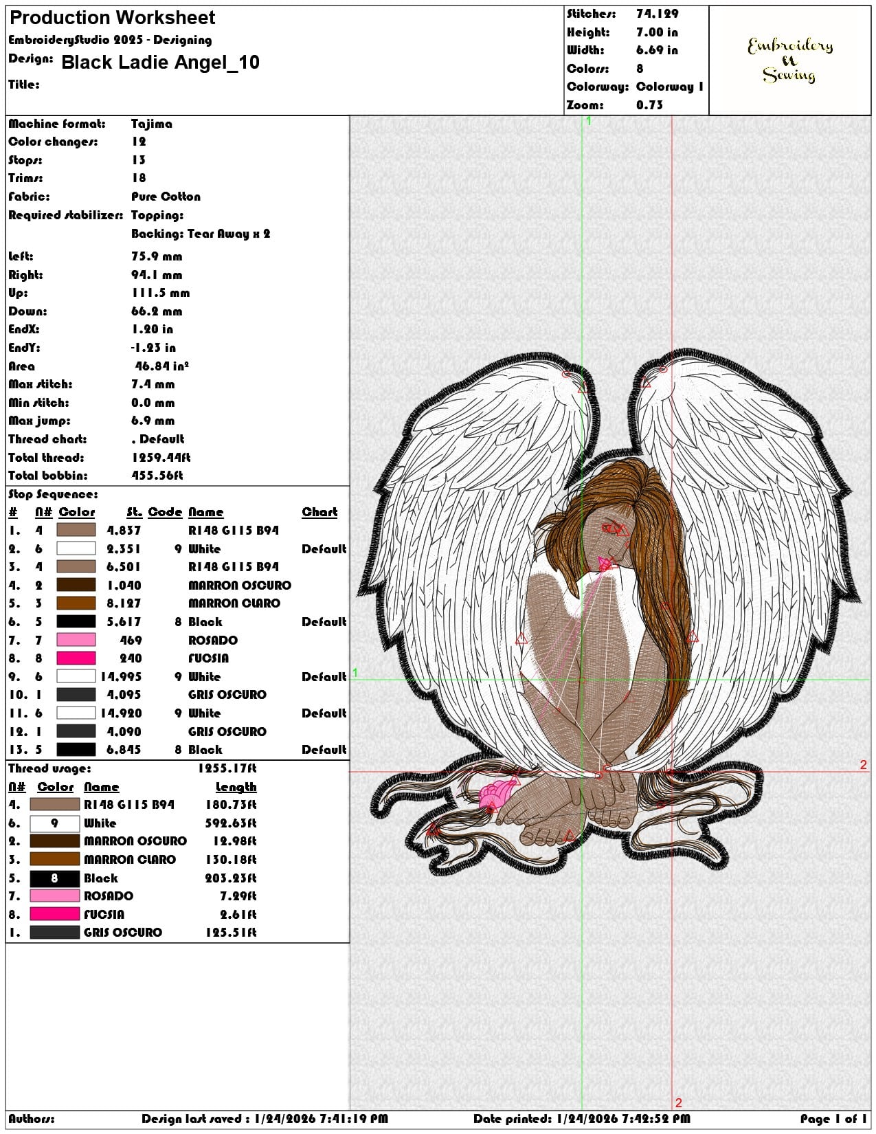 Black Ladie Angel    - Elegant embroidery design file - instant download — view 3