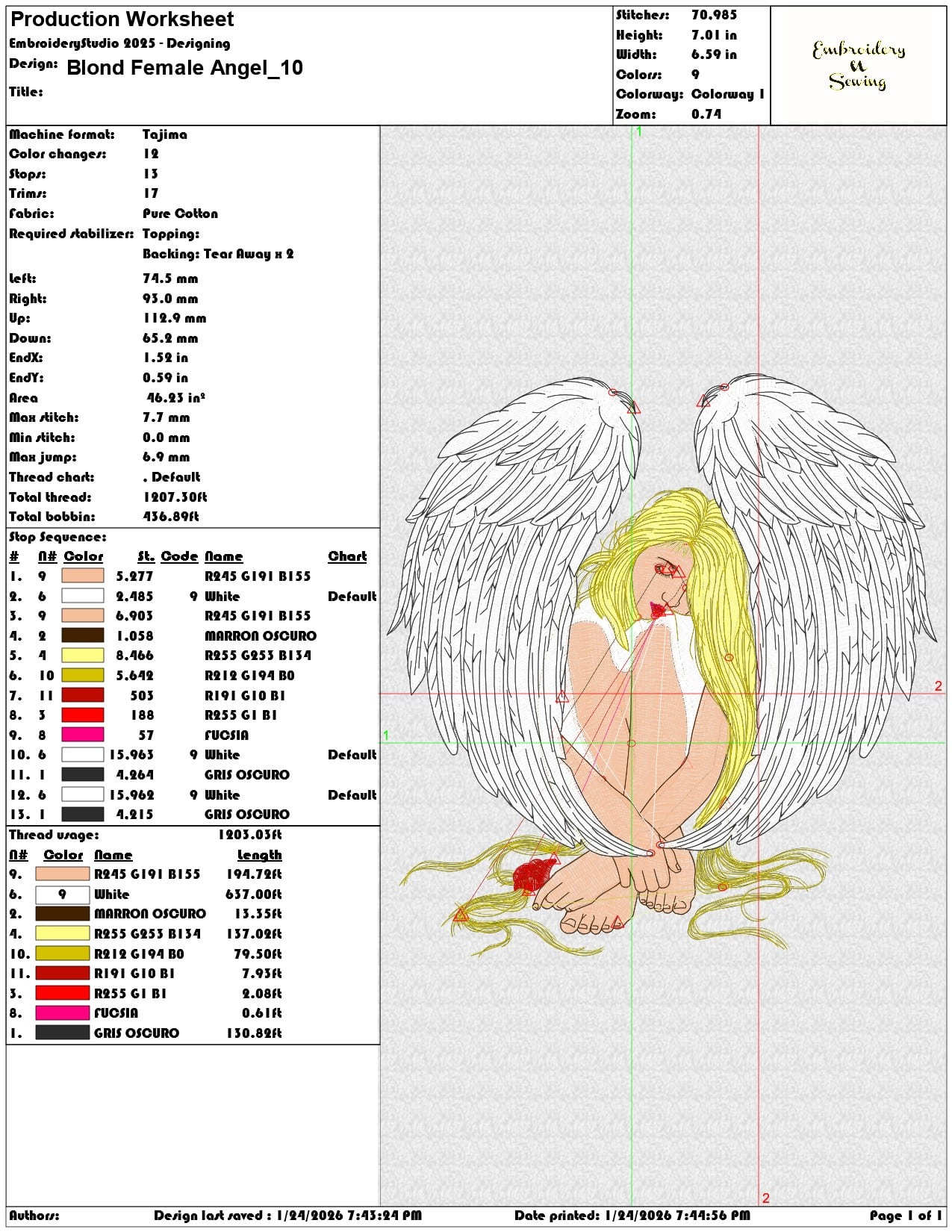 Blond Female Angel    - Elegant embroidery design file - instant download — view 3