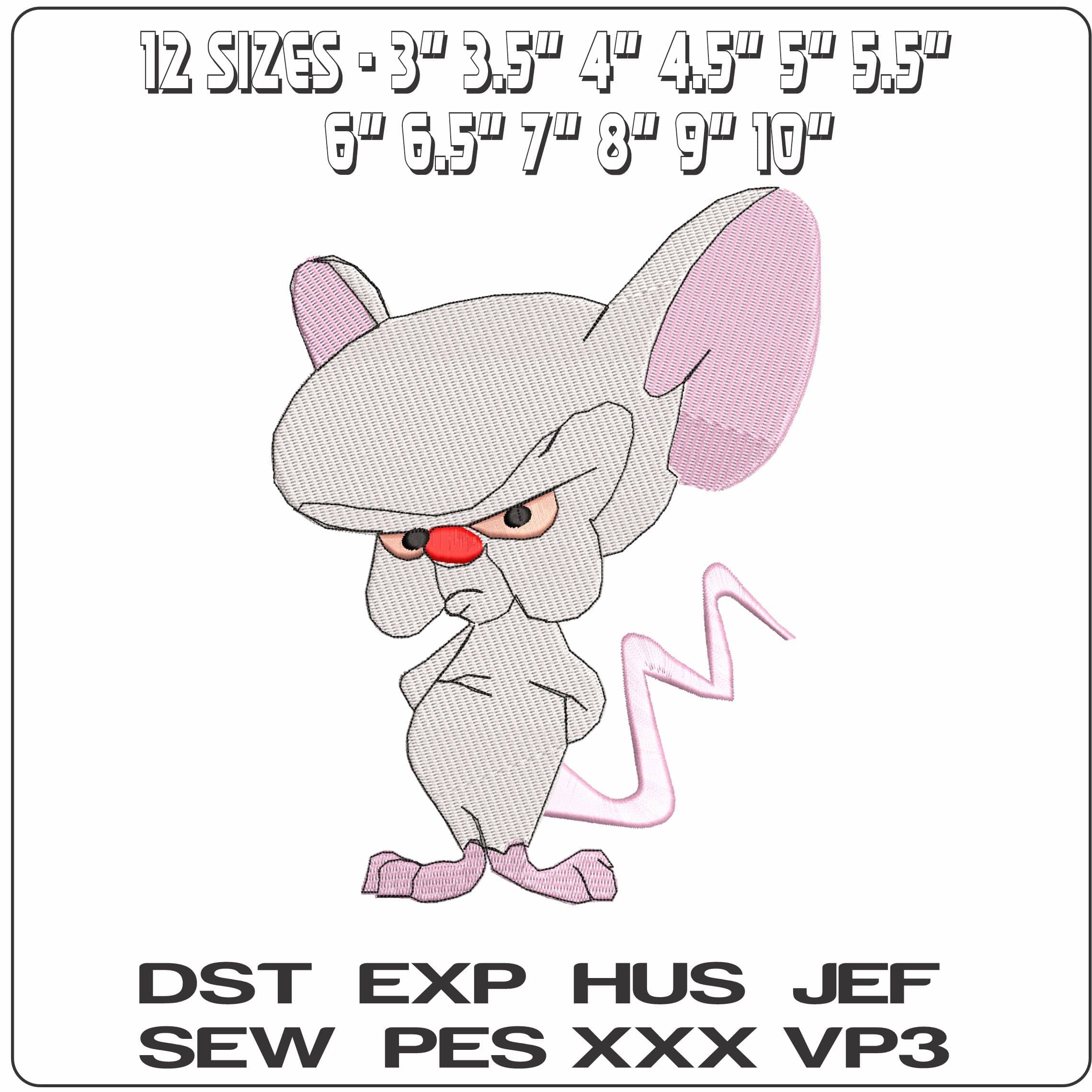 Brain Mouse Pinky and the Brain Cartoon    - Elegant embroidery design file - instant download — view 2