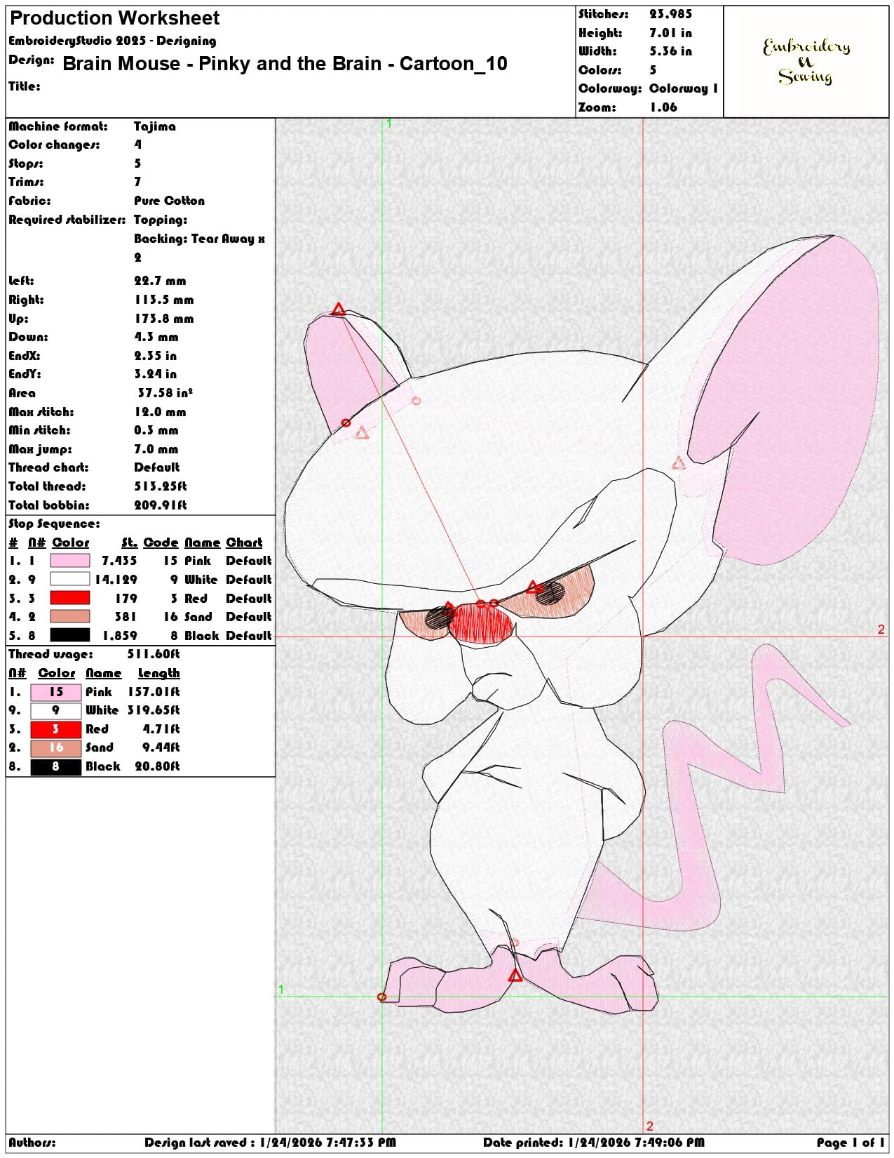 Brain Mouse Pinky and the Brain Cartoon    - Elegant embroidery design file - instant download — view 3