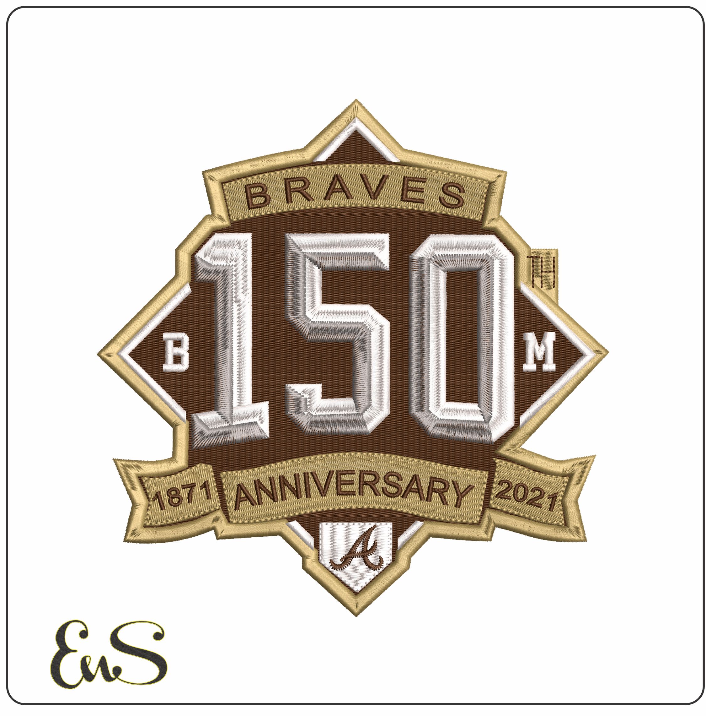 BRAVES 150 ANNIVERSARY    - Elegant embroidery design file - instant download