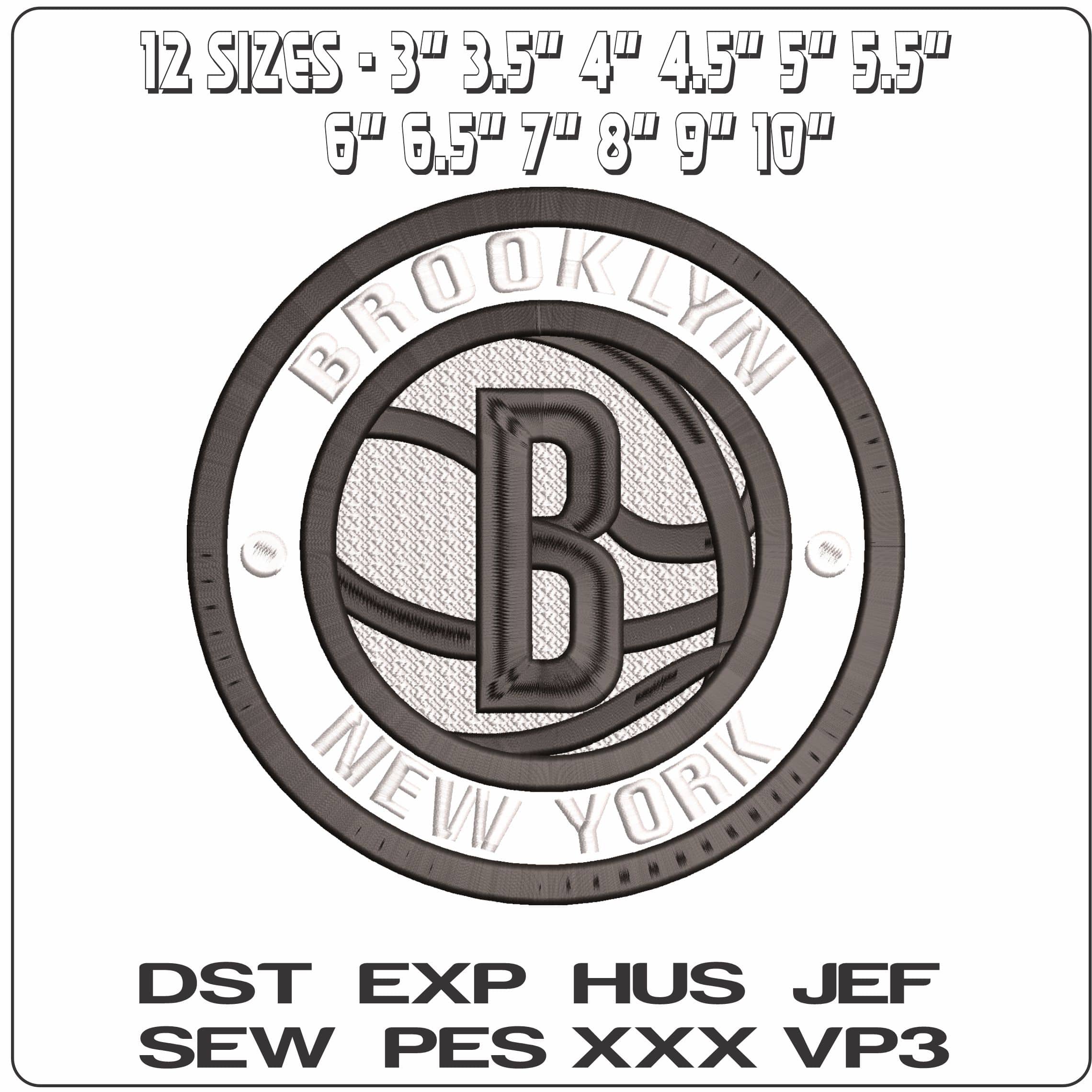 Brooklyn Nets New York NBA   - Elegant embroidery design file - instant download — view 2