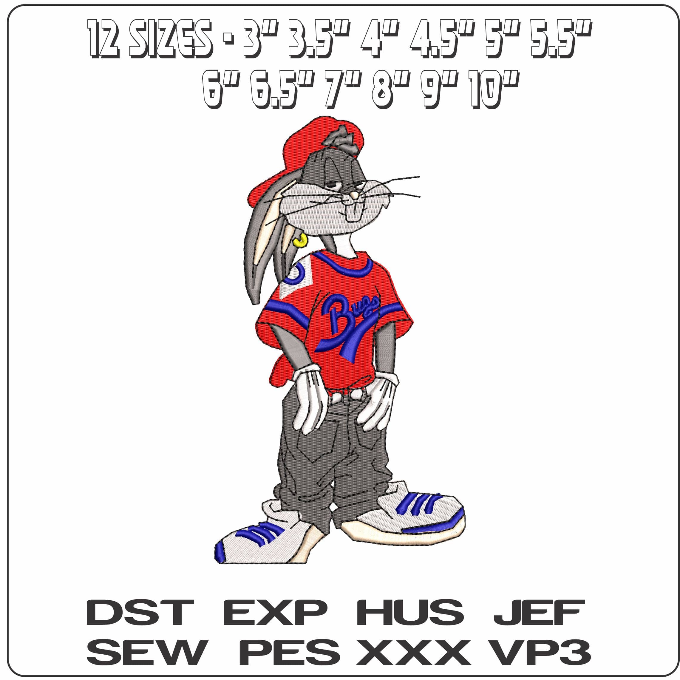 Bugs in Baseball Outfits Looney Tunes   - Elegant embroidery design file - instant download — view 2