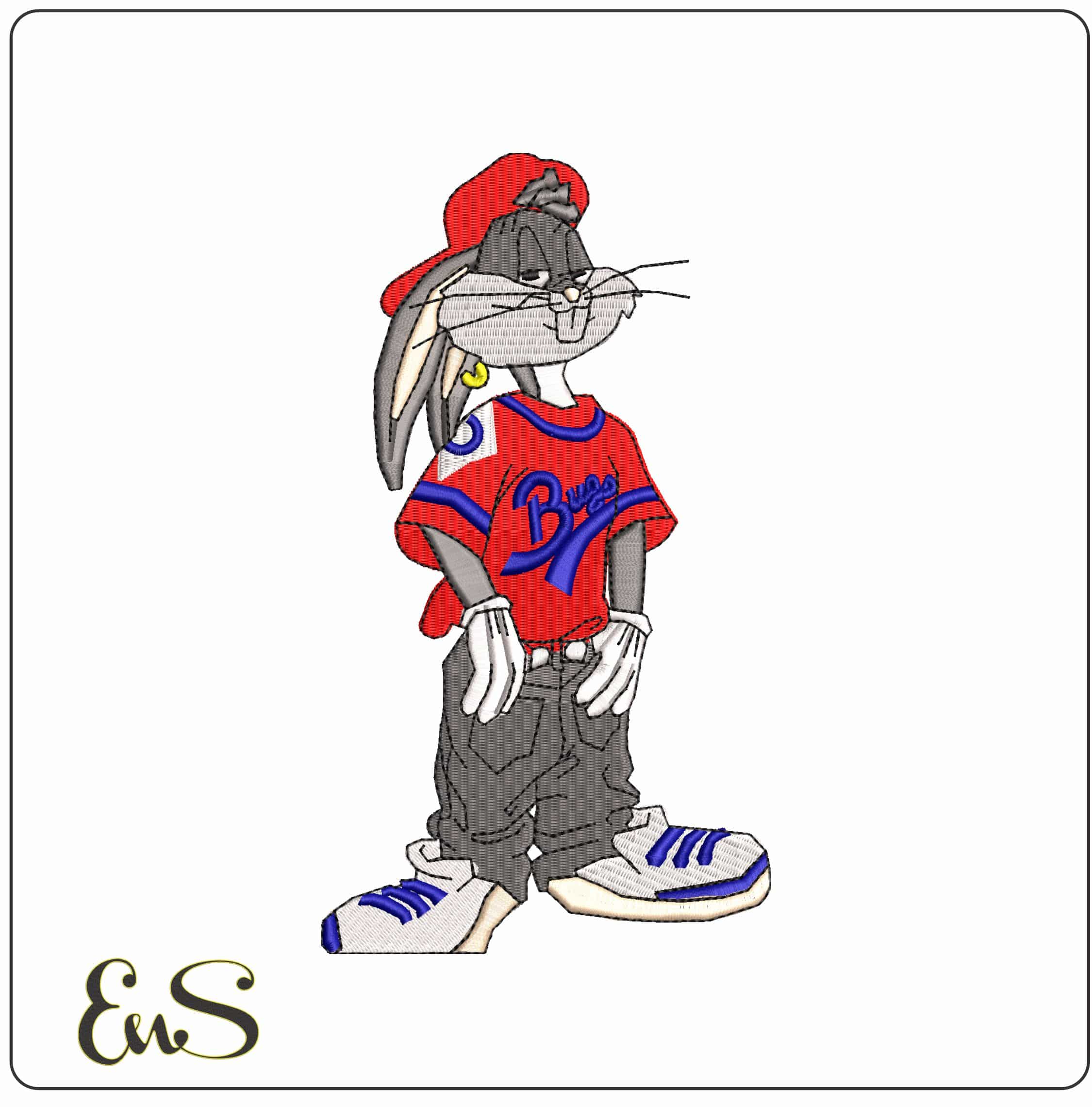 Bugs in Baseball Outfits Looney Tunes   - Elegant embroidery design file - instant download