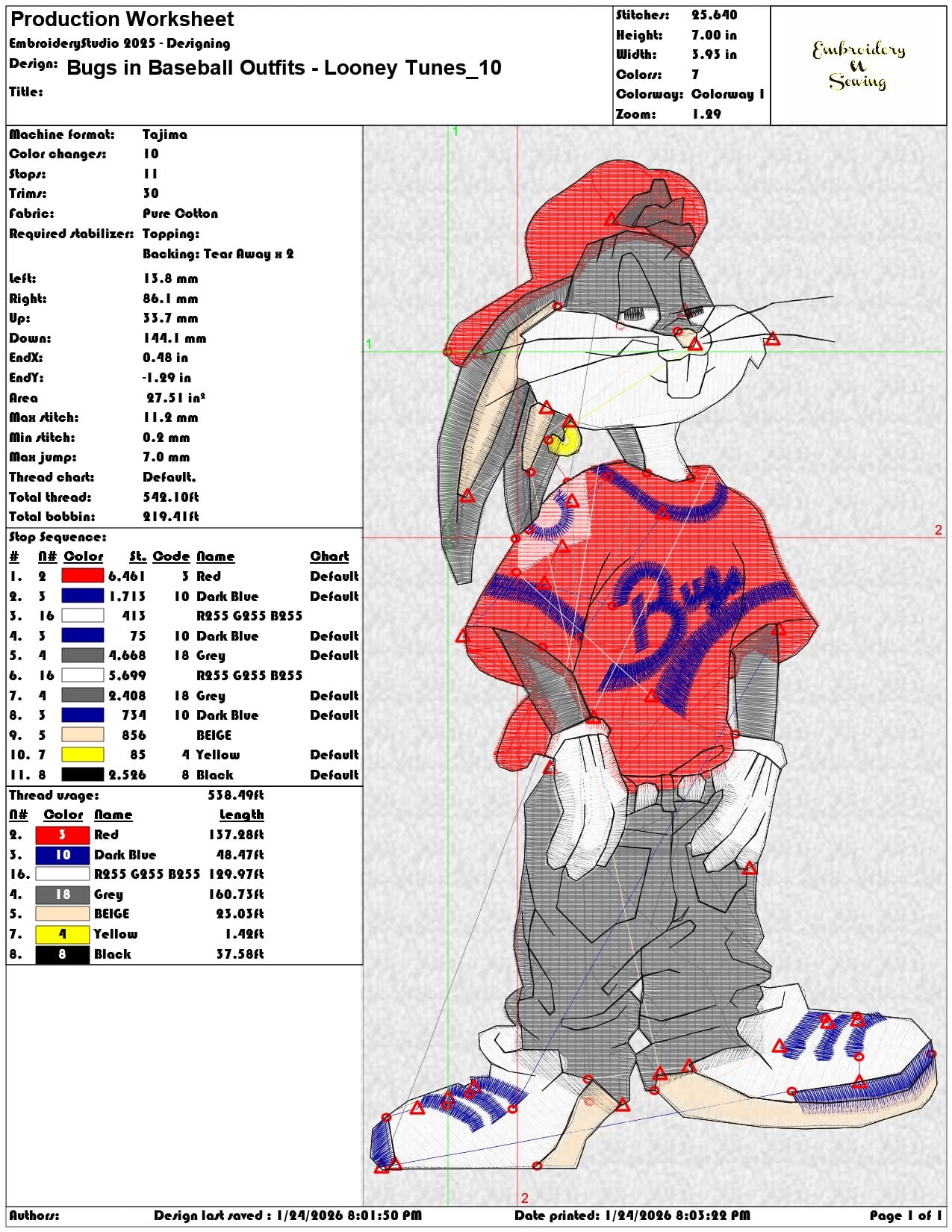 Bugs in Baseball Outfits Looney Tunes   - Elegant embroidery design file - instant download — view 3