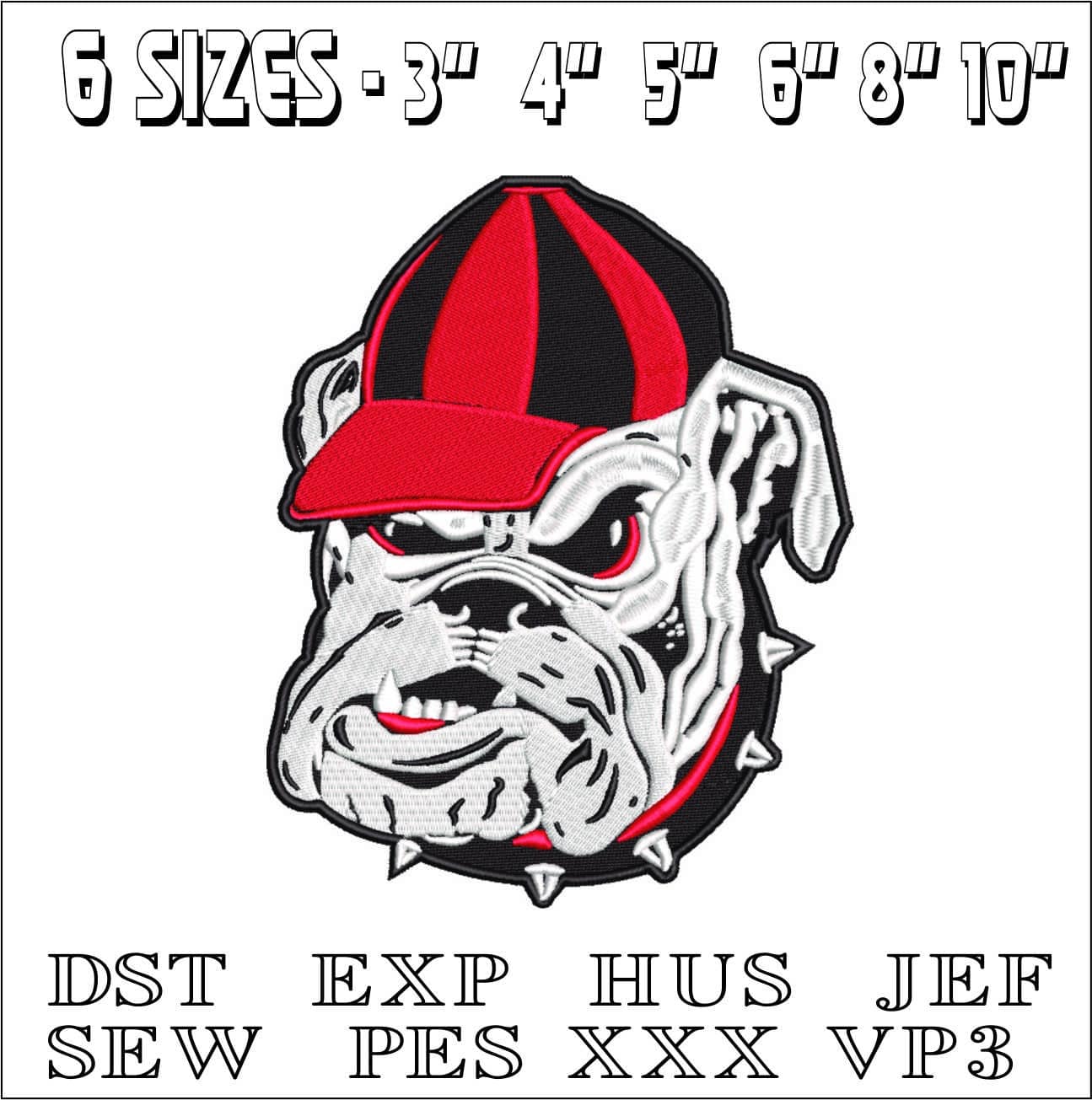 Bulldog face with cap Mascot   - Elegant embroidery design file - instant download — view 2