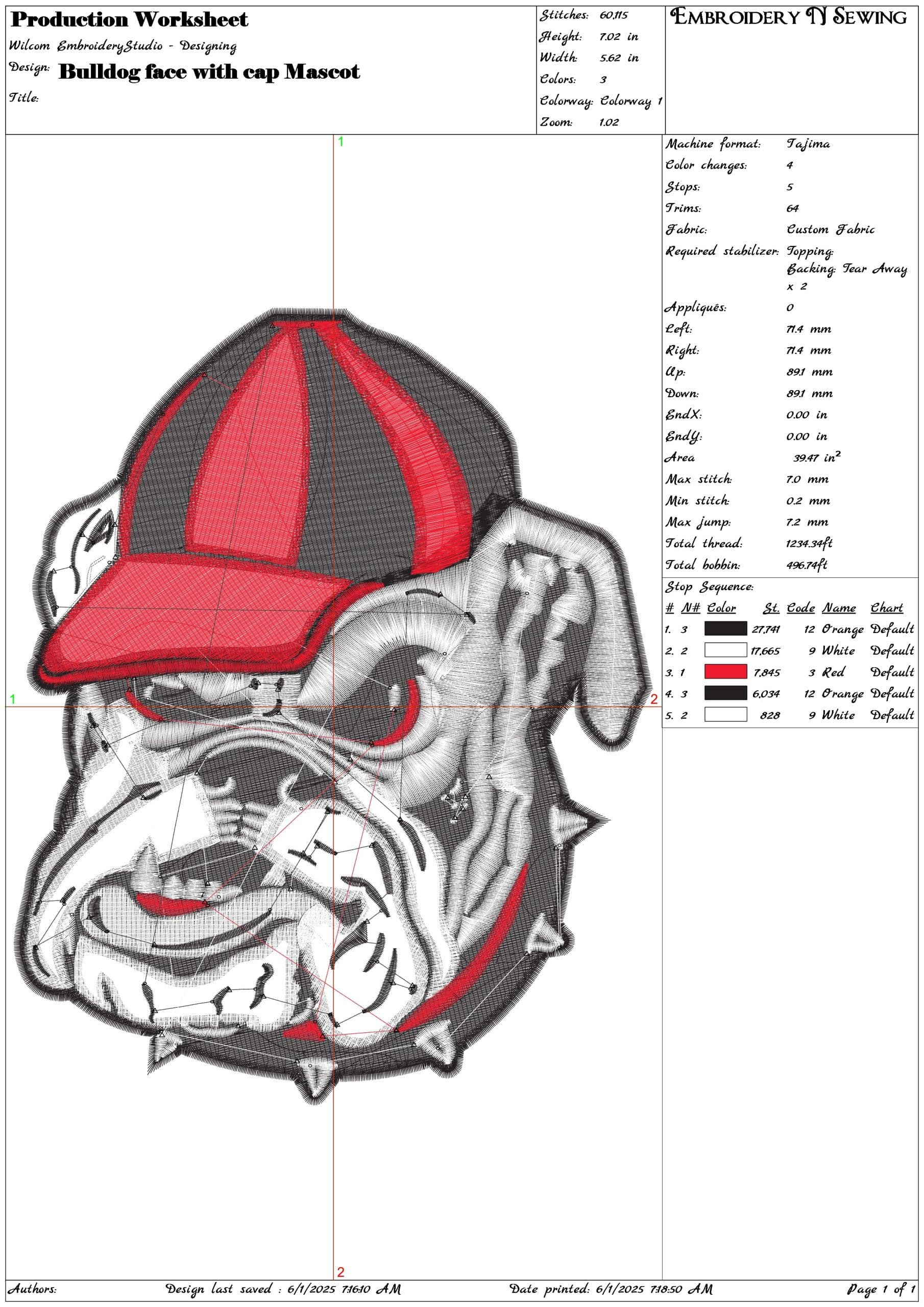 Bulldog face with cap Mascot   - Elegant embroidery design file - instant download — view 3