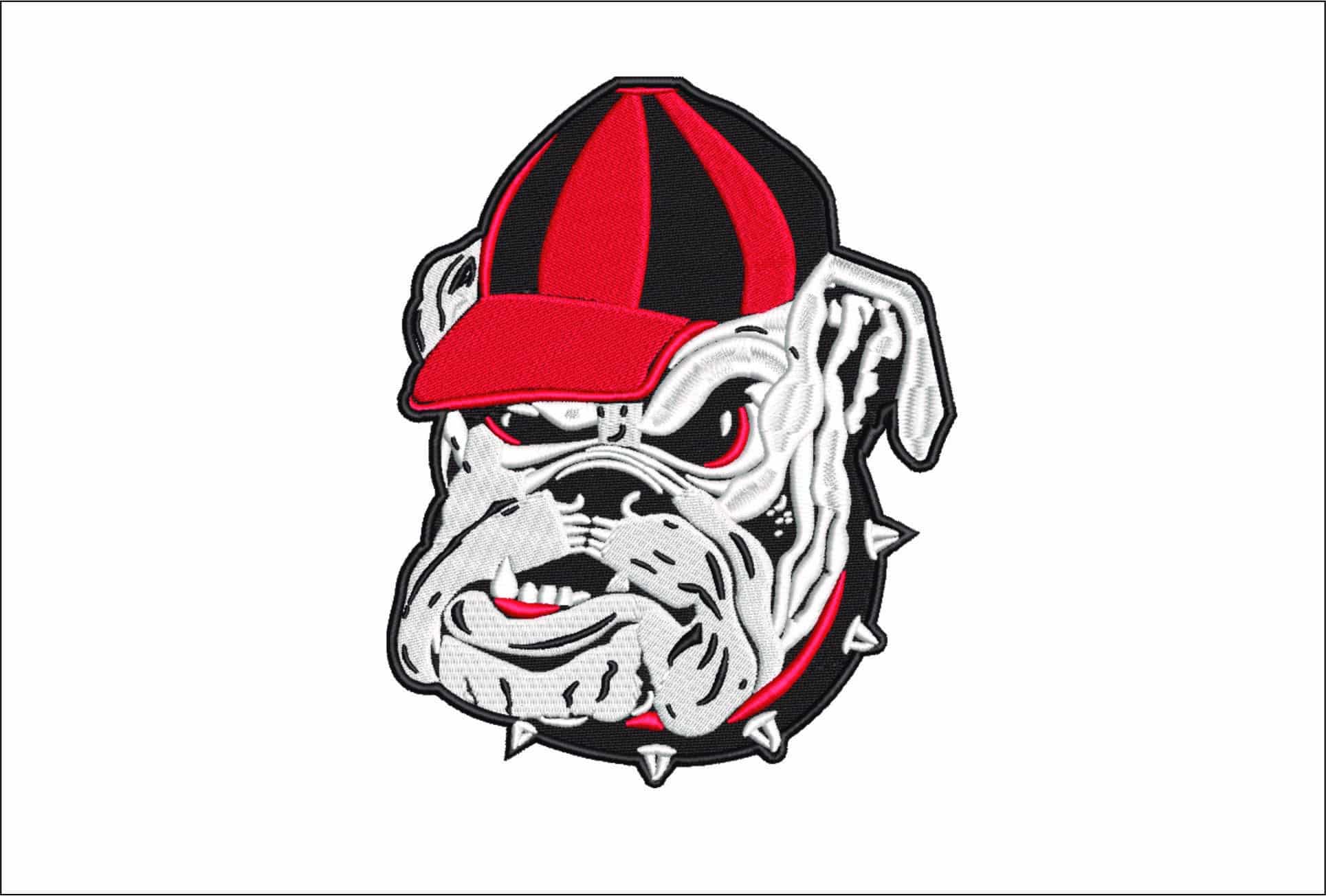 Bulldog face with cap Mascot   - Elegant embroidery design file - instant download