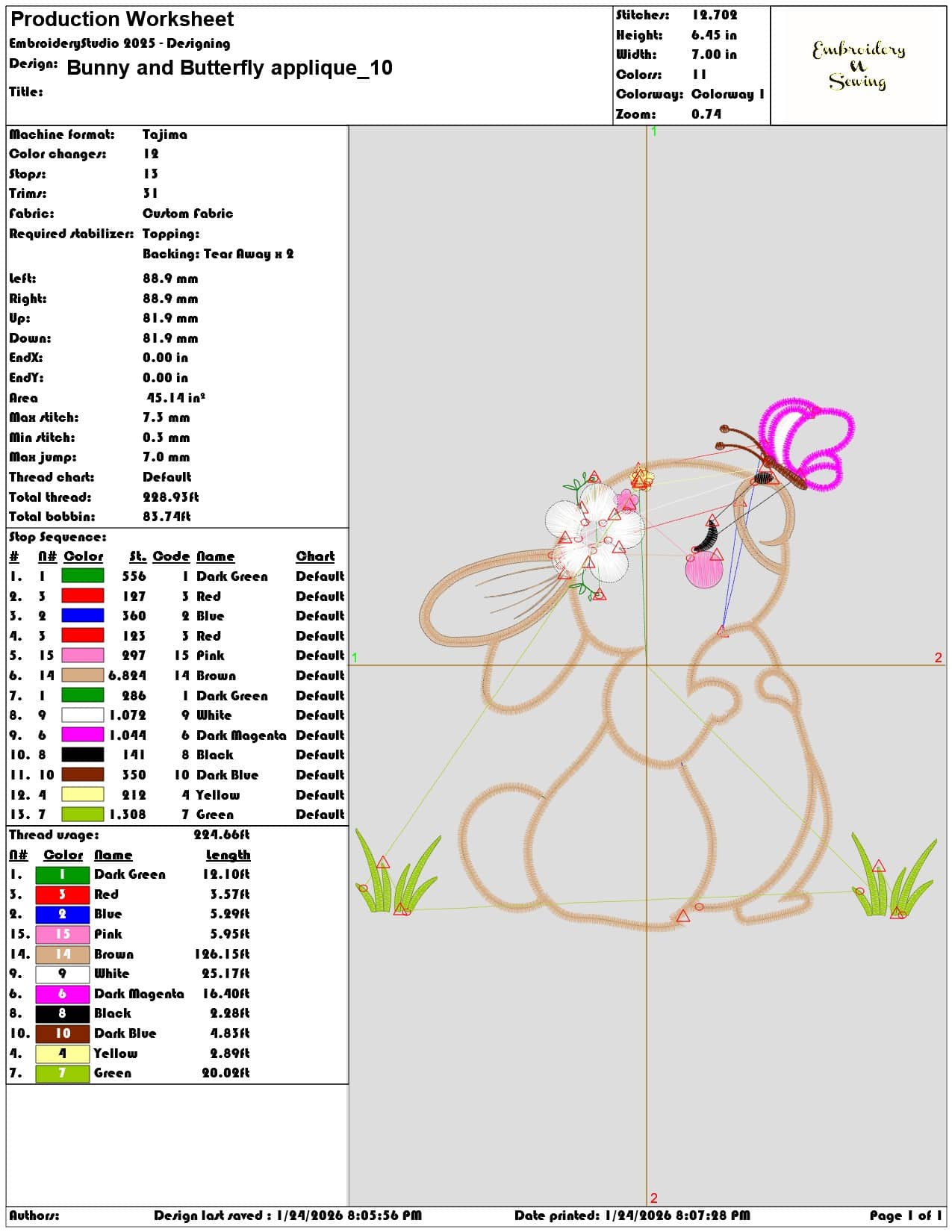 Bunny and Butterfly applique  - Elegant embroidery design file - instant download — view 3