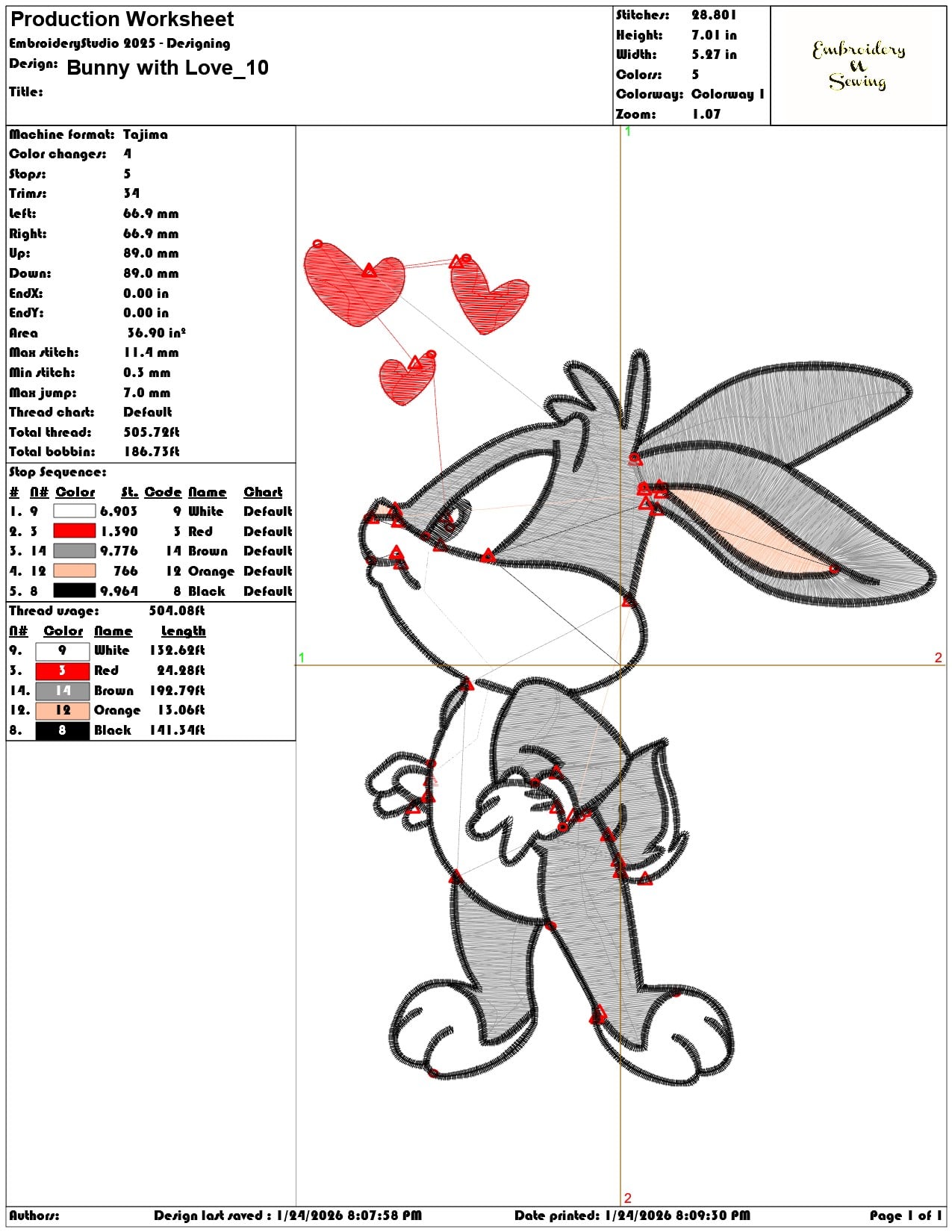 Bunny with Love  - Elegant embroidery design file - instant download — view 3