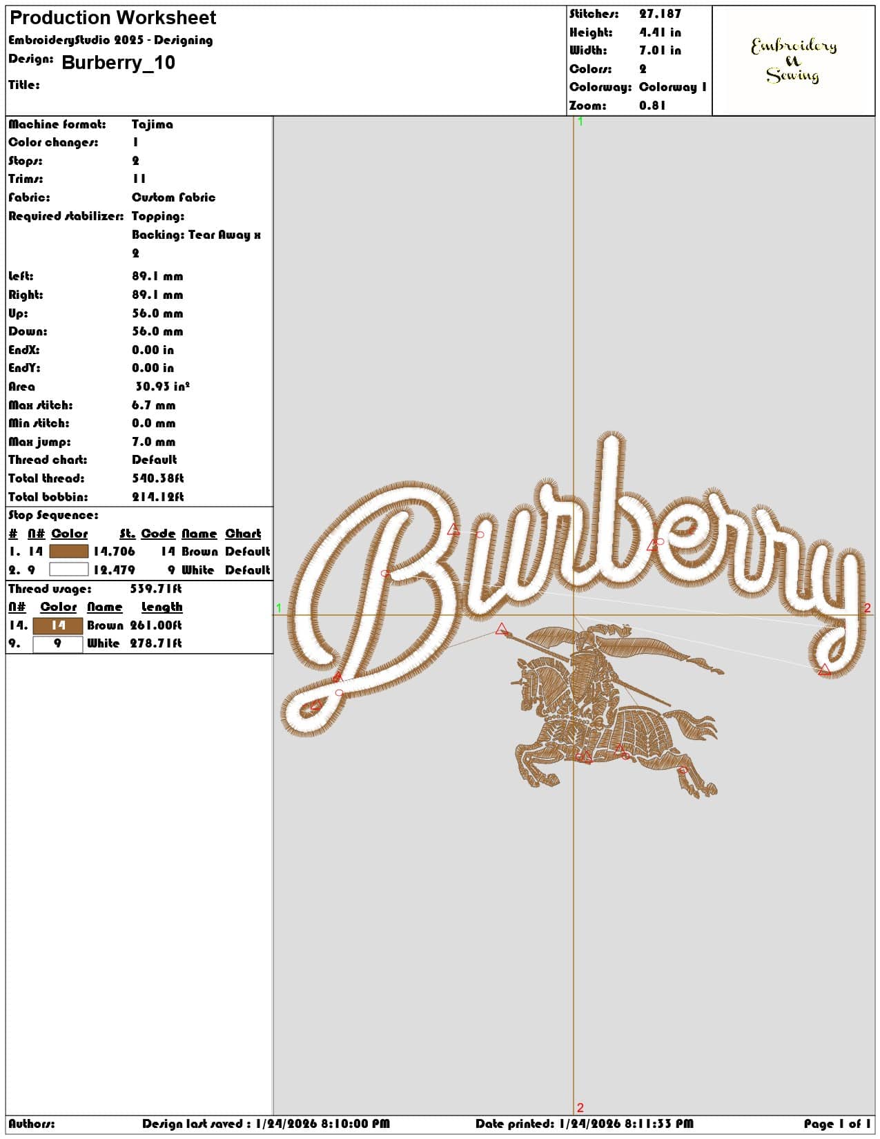 Burberry  - Elegant embroidery design file - instant download — view 3