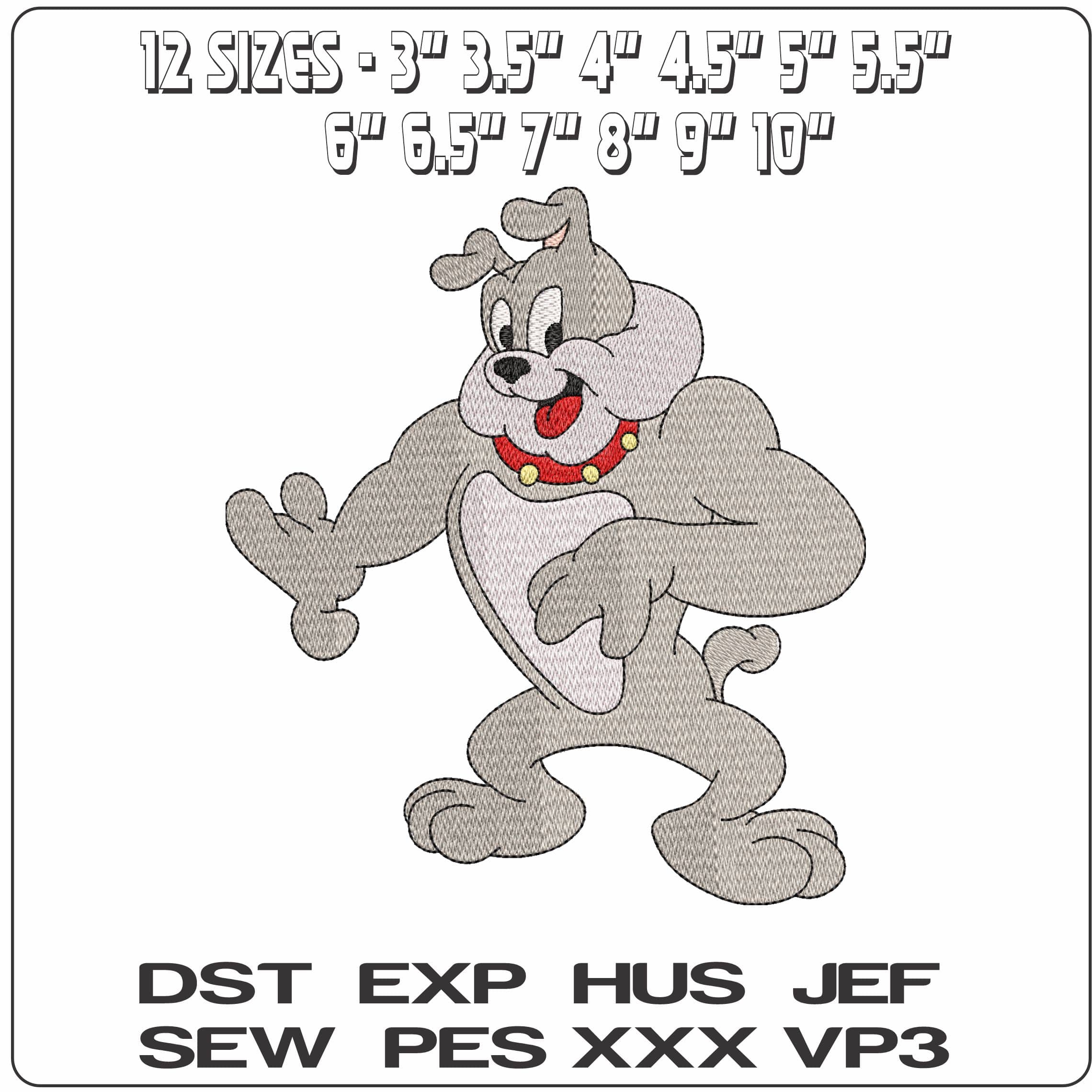Butch Dog Tom and Jerry  - Elegant embroidery design file - instant download — view 2