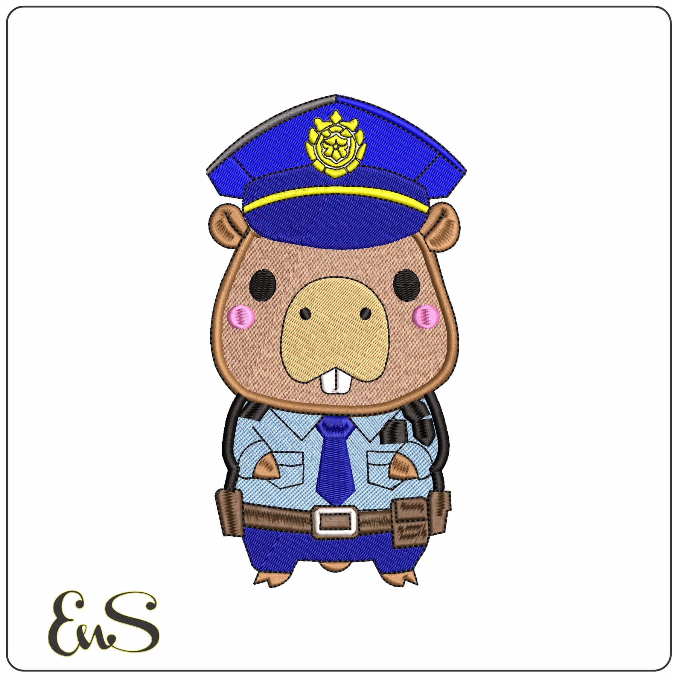 Capi Police  - Elegant embroidery design file - instant download