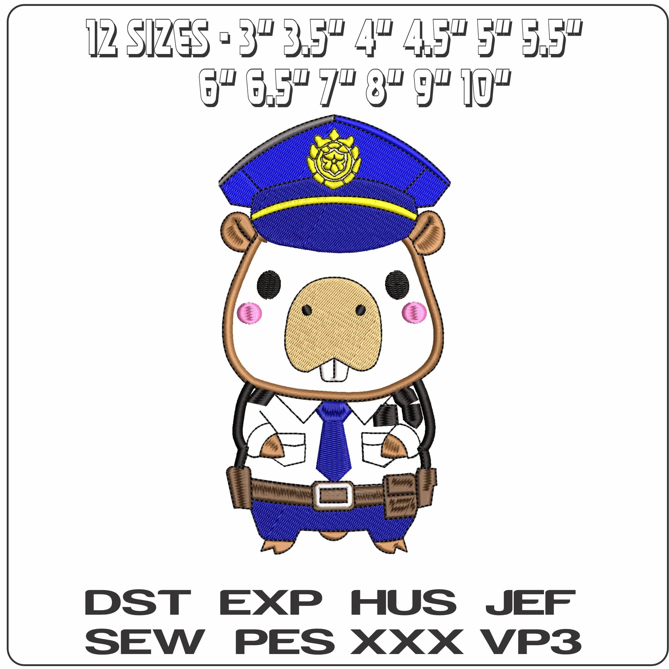 Capi Police Applique  - Elegant embroidery design file - instant download — view 2