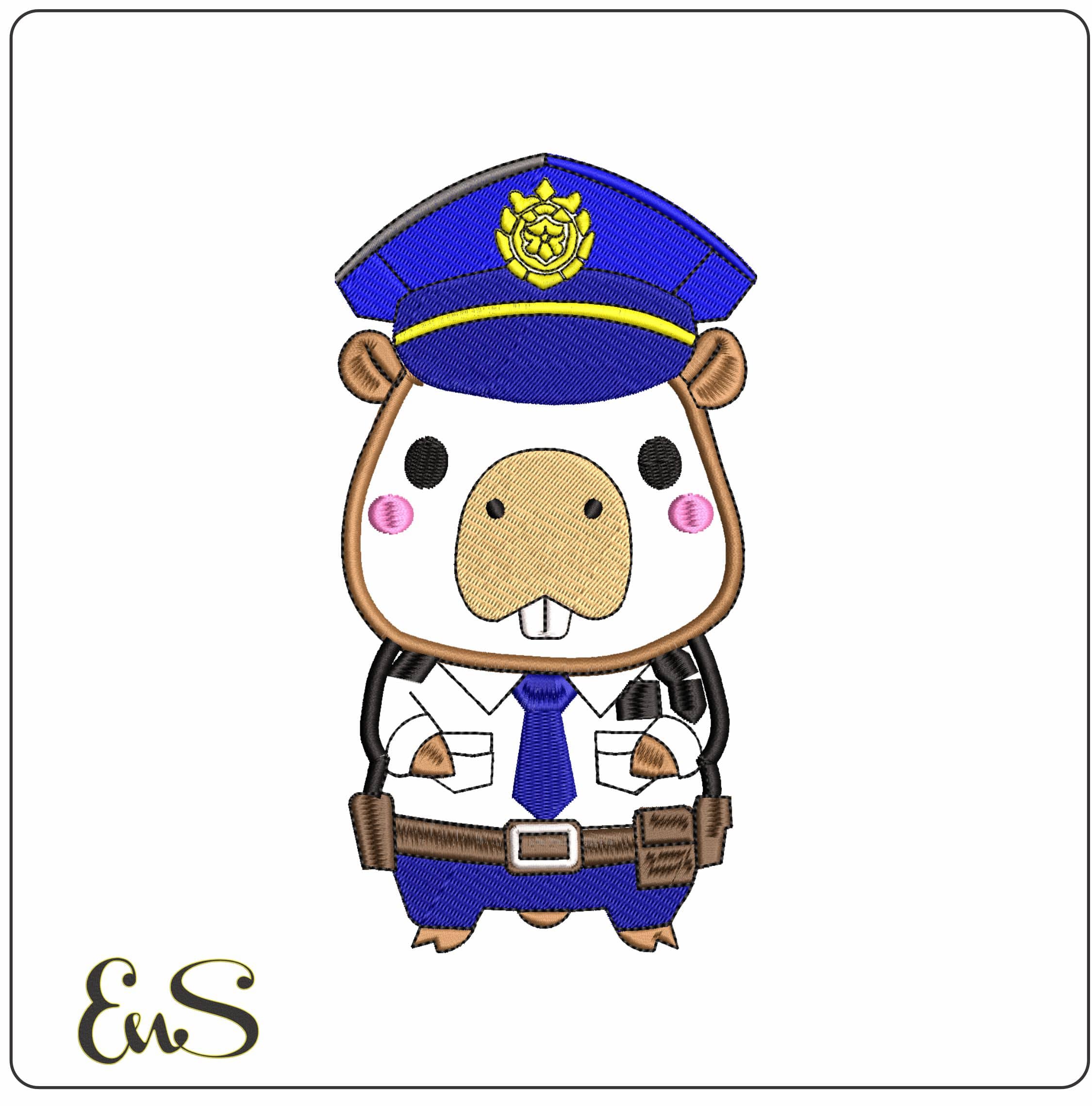 Capi Police Applique  - Elegant embroidery design file - instant download