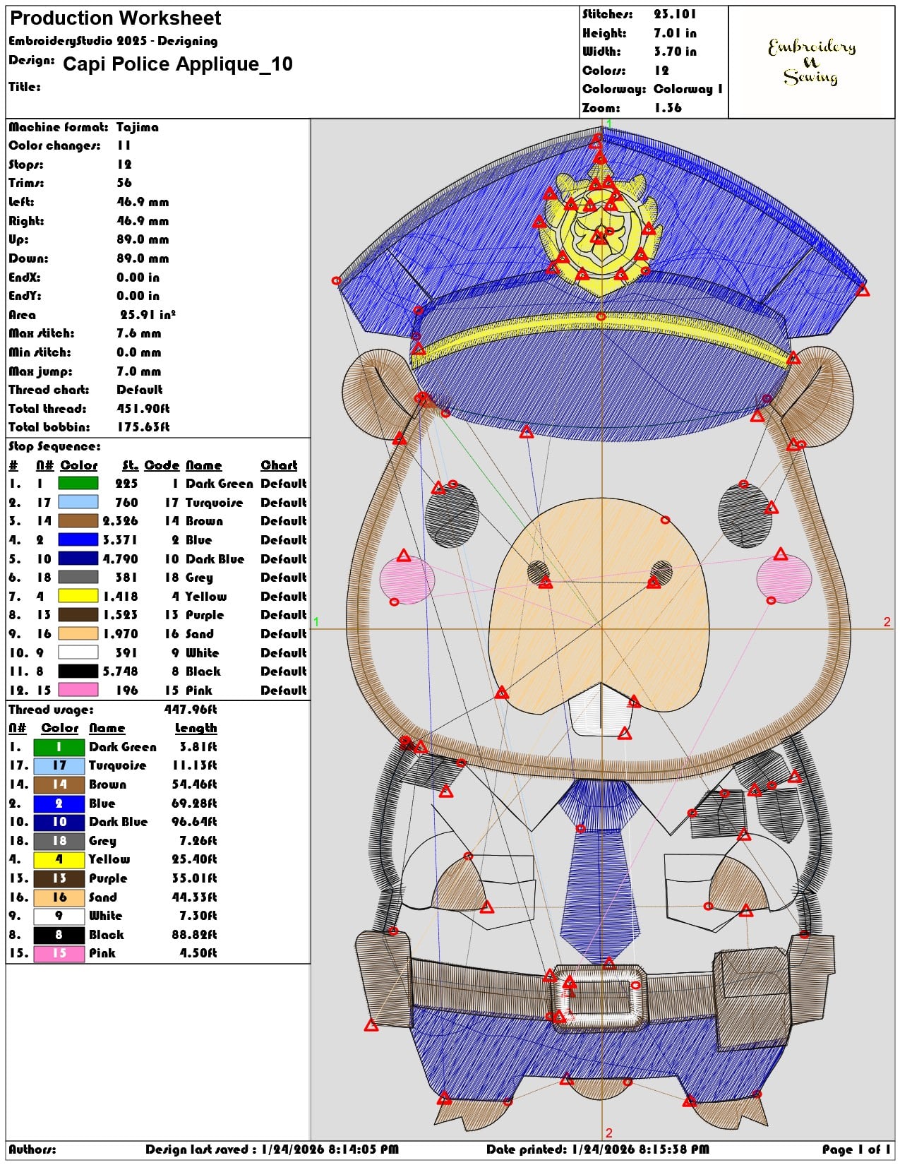 Capi Police Applique  - Elegant embroidery design file - instant download — view 3