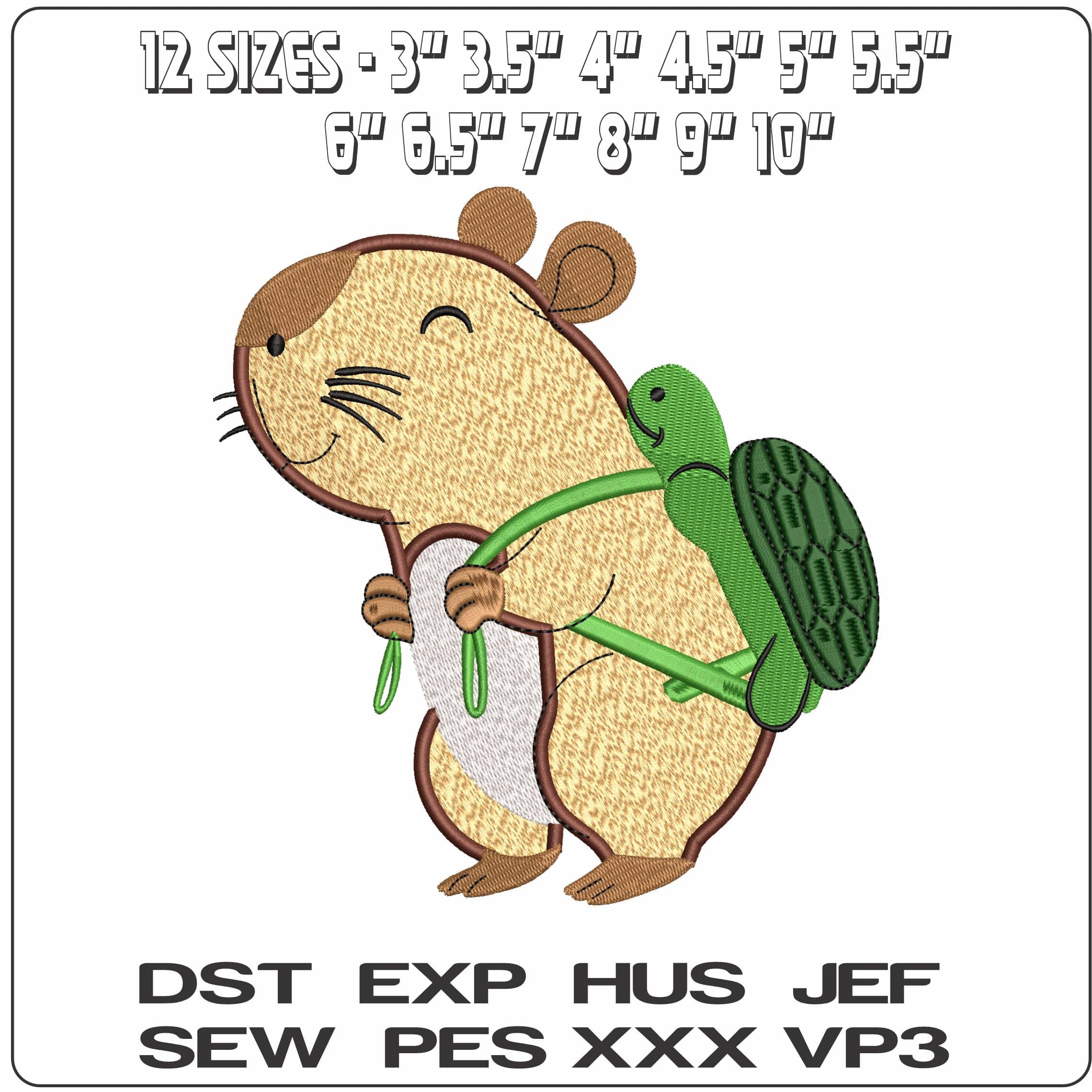 Capibara With Rucksack  - Elegant embroidery design file - instant download — view 2