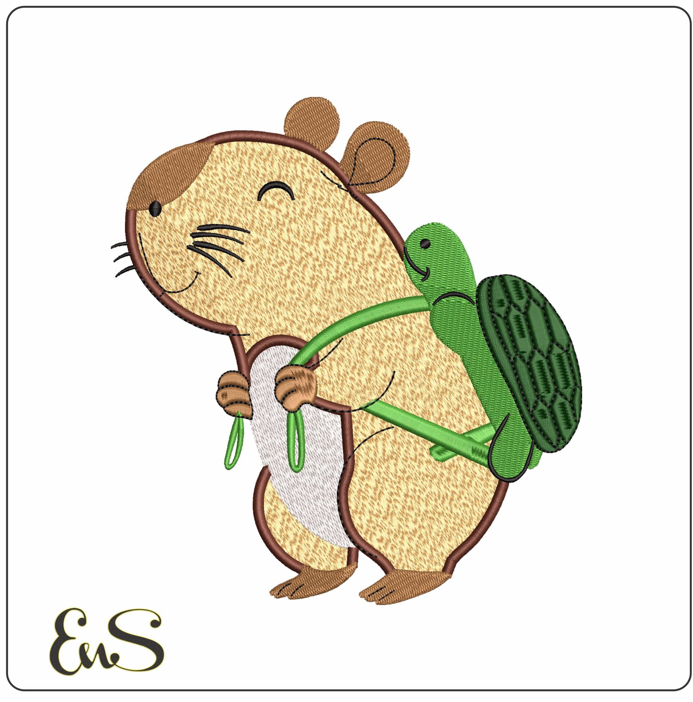 Capibara With Rucksack  - Elegant embroidery design file - instant download