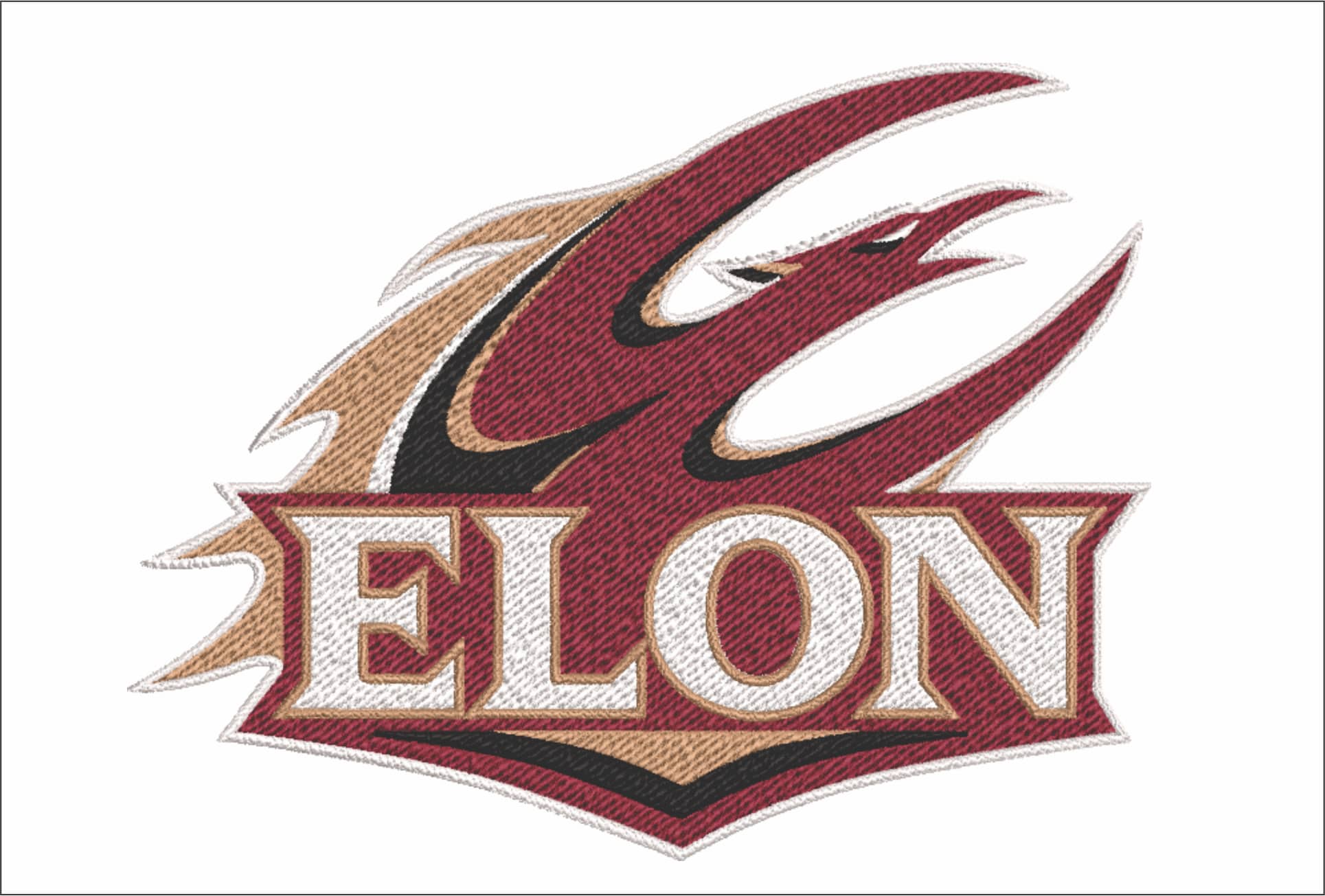 Elon Phoenix embroidery design, Elon University North Carolina embroidery machine pattern embroidery file instant downloady)