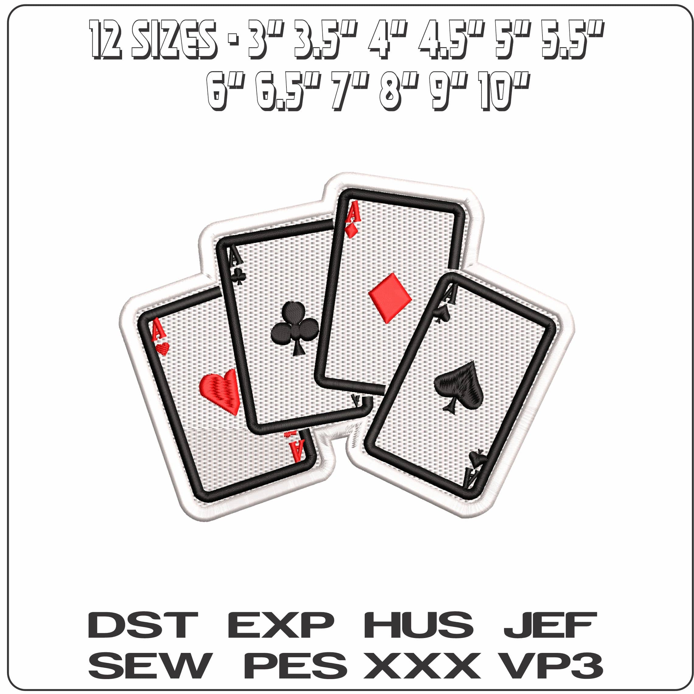4 Aces Playing Cards  - Elegant embroidery design file - instant download — view 2