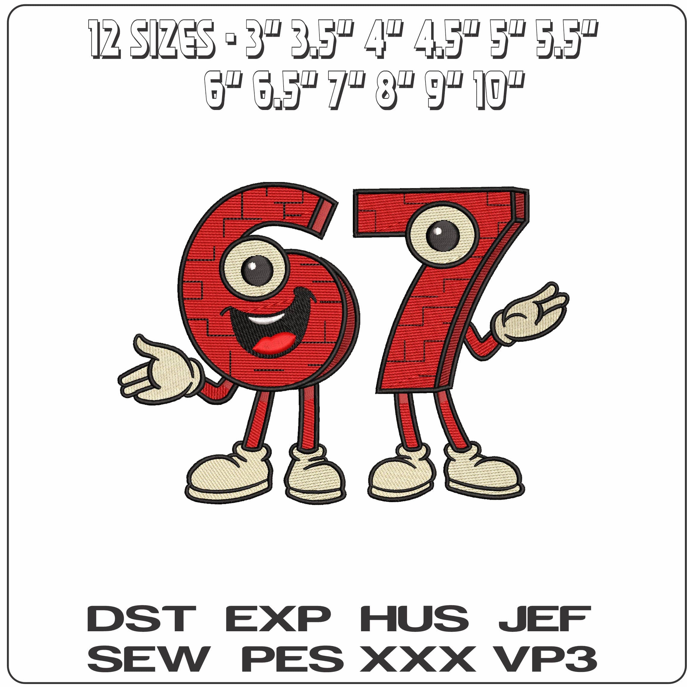 67 face bricks  - Elegant embroidery design file - instant download — view 2