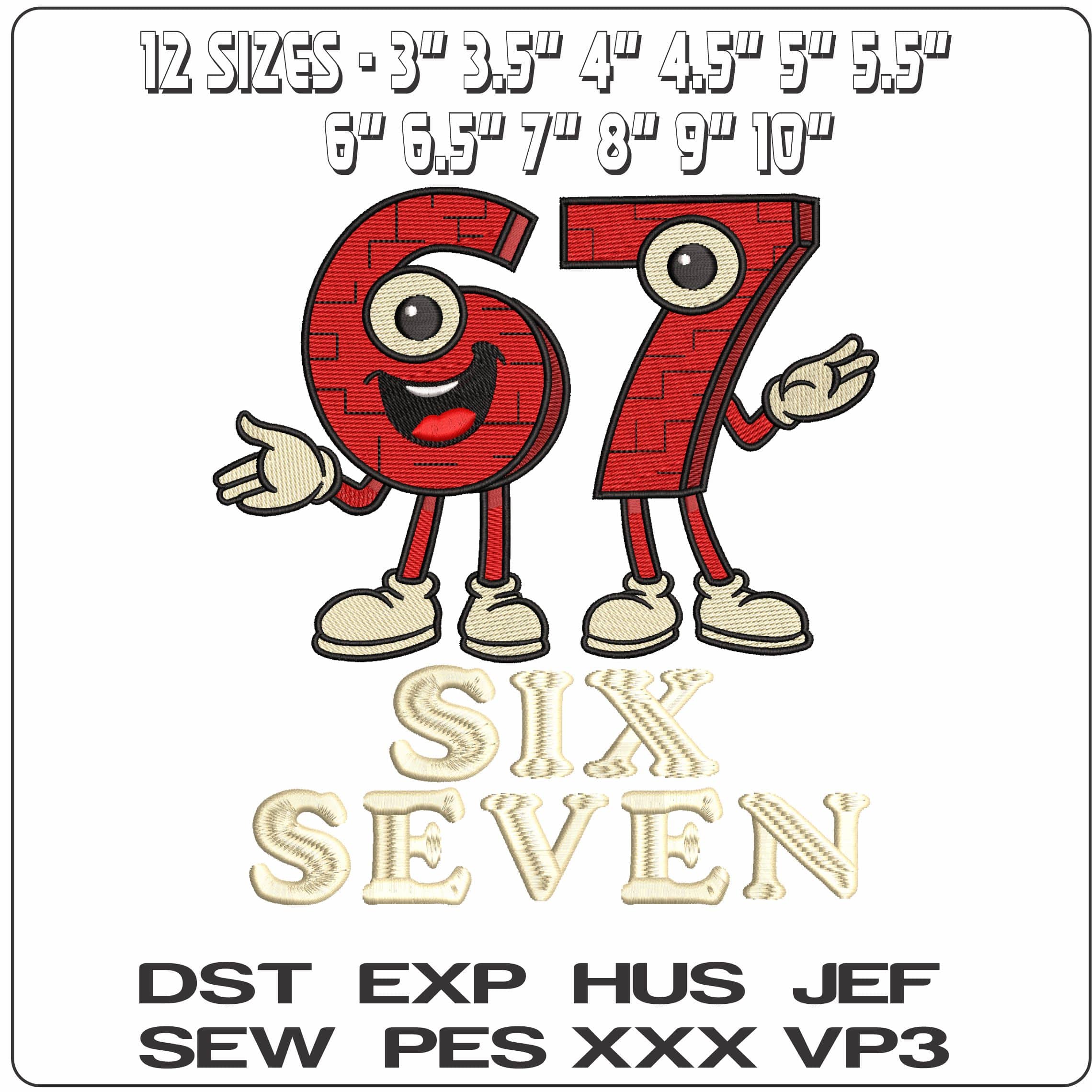 67 face with hands bricks  - Elegant embroidery design file - instant download — view 2