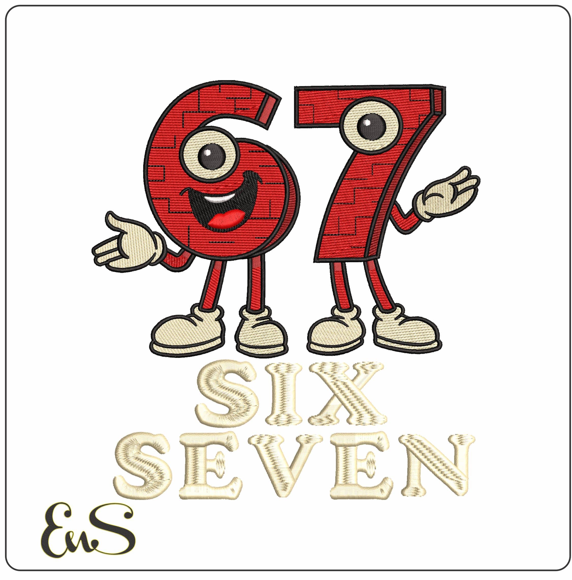 67 face with hands bricks  - Elegant embroidery design file - instant download