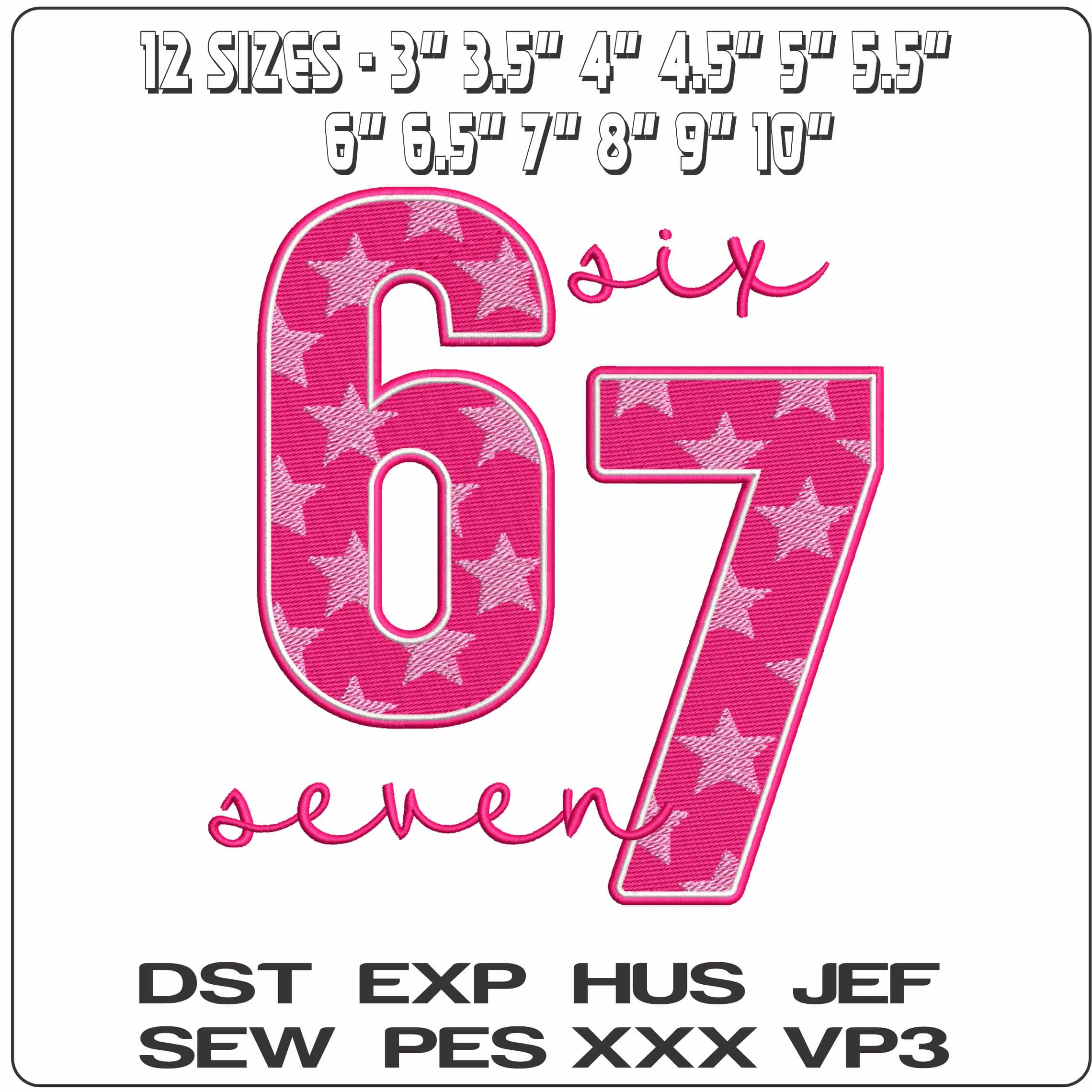 67 Pink Stars  - Elegant embroidery design file - instant download — view 2