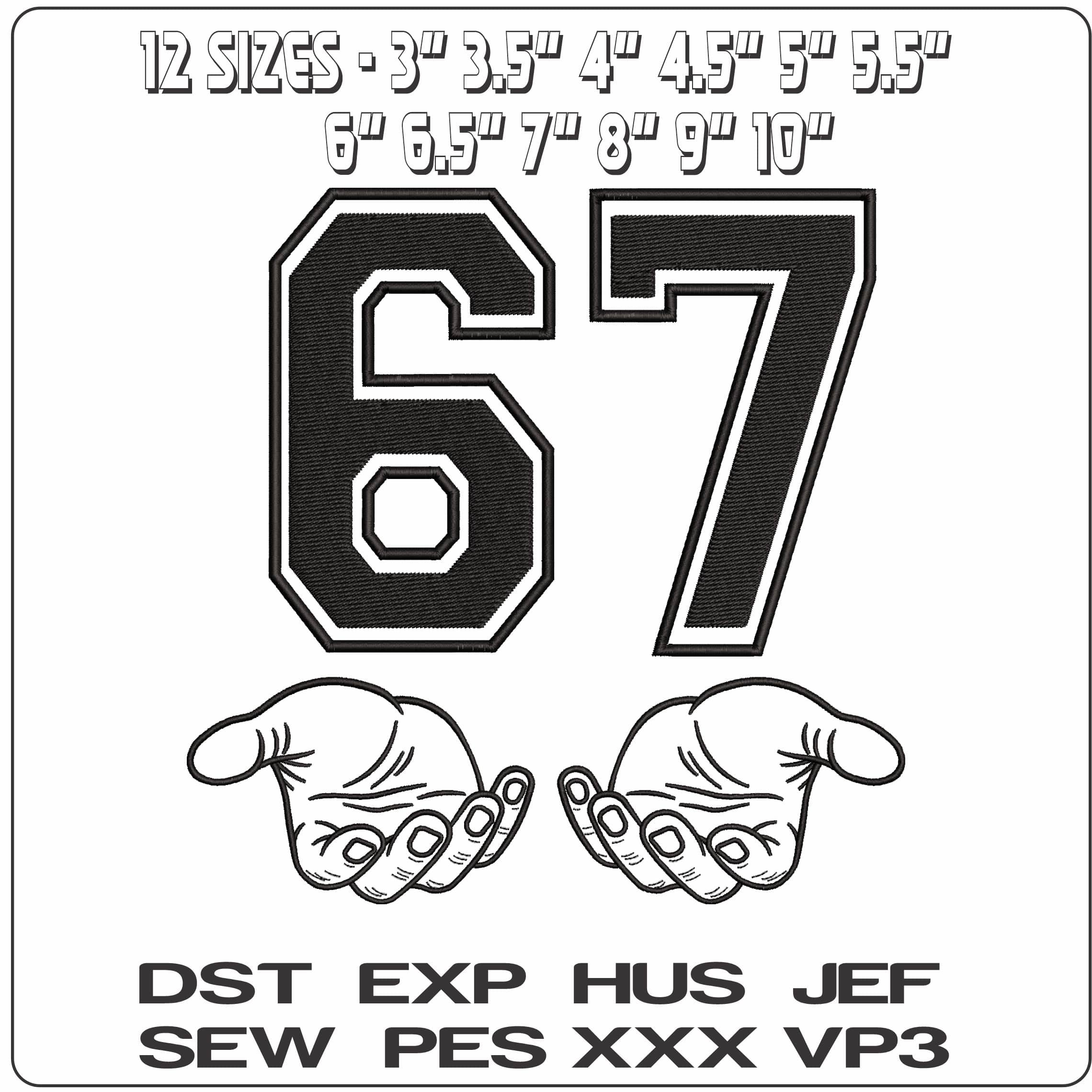 67 Varsity Hands  - Elegant embroidery design file - instant download — view 2