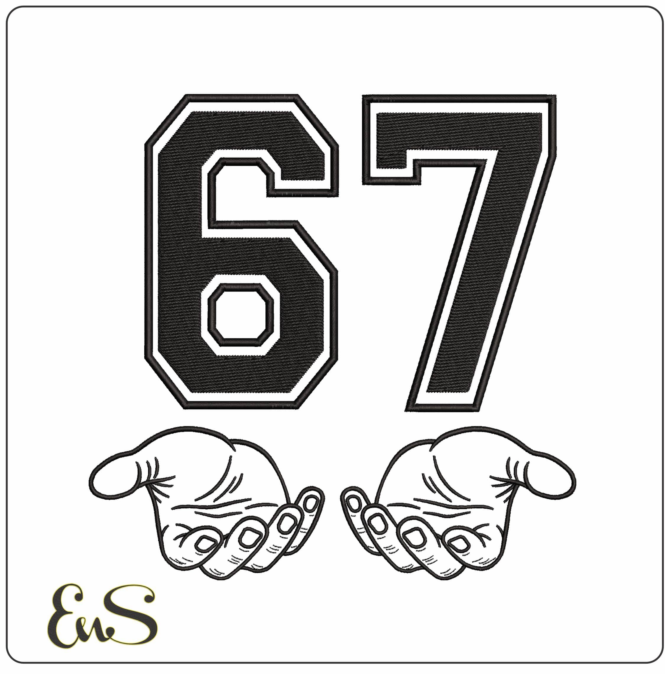 67 Varsity Hands  - Elegant embroidery design file - instant download