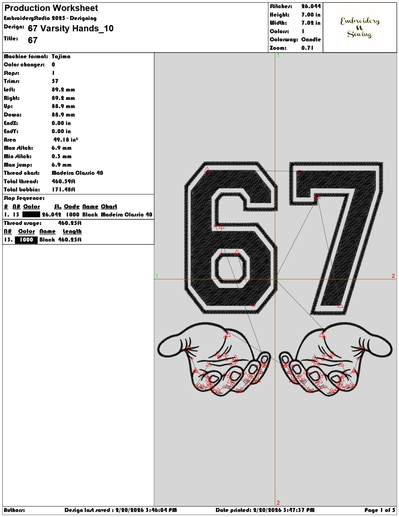 67 Varsity Hands  - Elegant embroidery design file - instant download — view 3