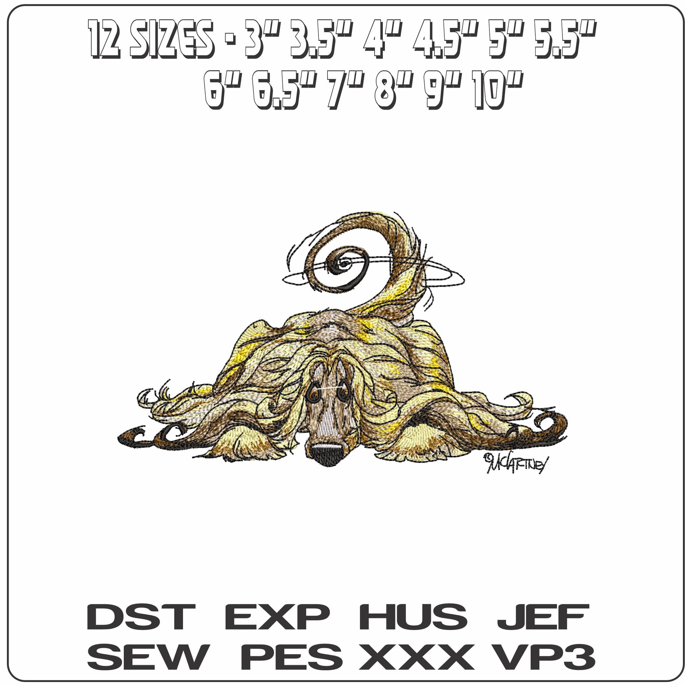 Afgan hound laying down  - Elegant embroidery design file - instant download — view 2