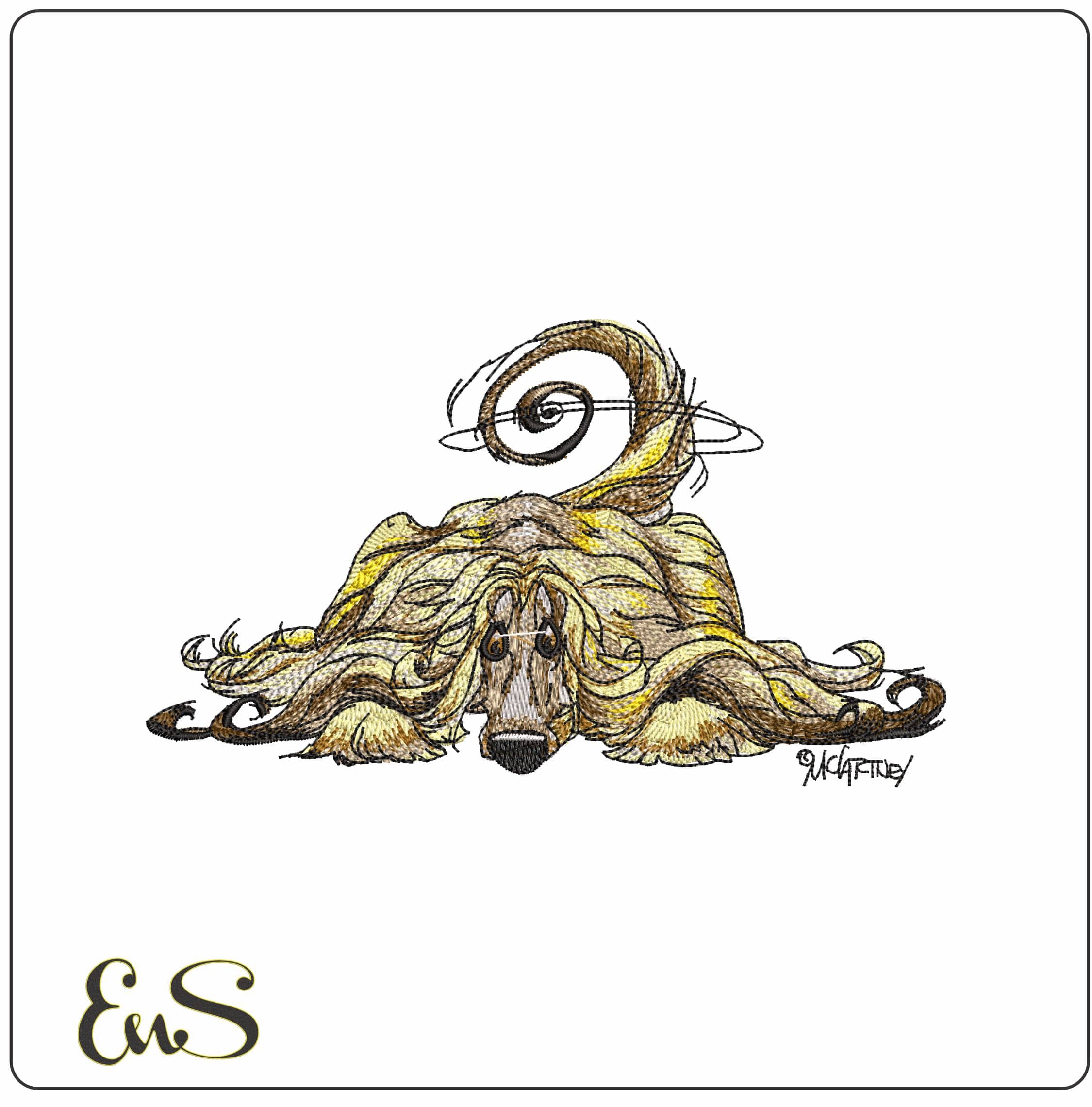 Afgan hound laying down  - Elegant embroidery design file - instant download
