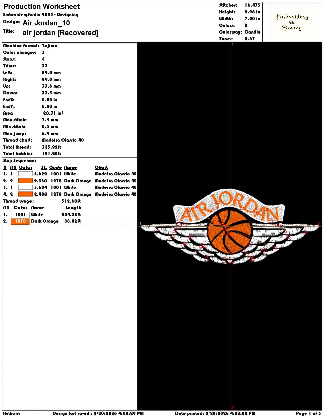 Air Jordan  - Elegant embroidery design file - instant download — view 3
