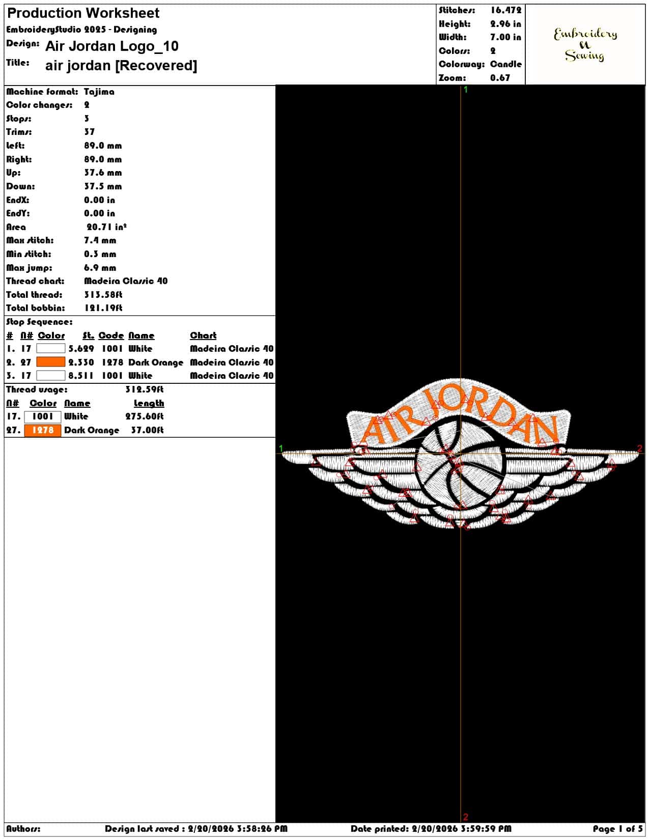 Air Jordan Logo  - Elegant embroidery design file - instant download — view 3