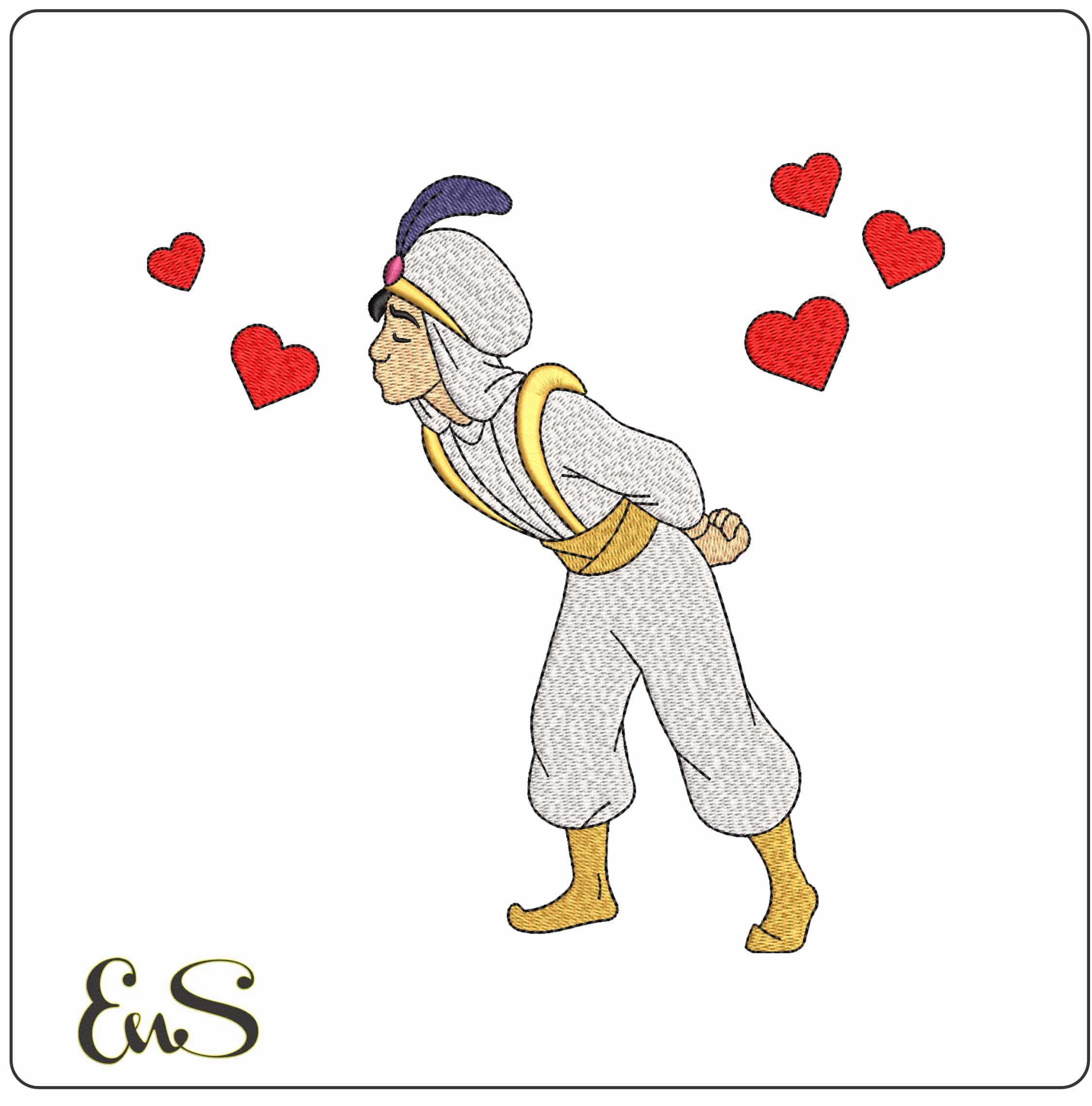 Aladin Kiss  - Elegant embroidery design file - instant download