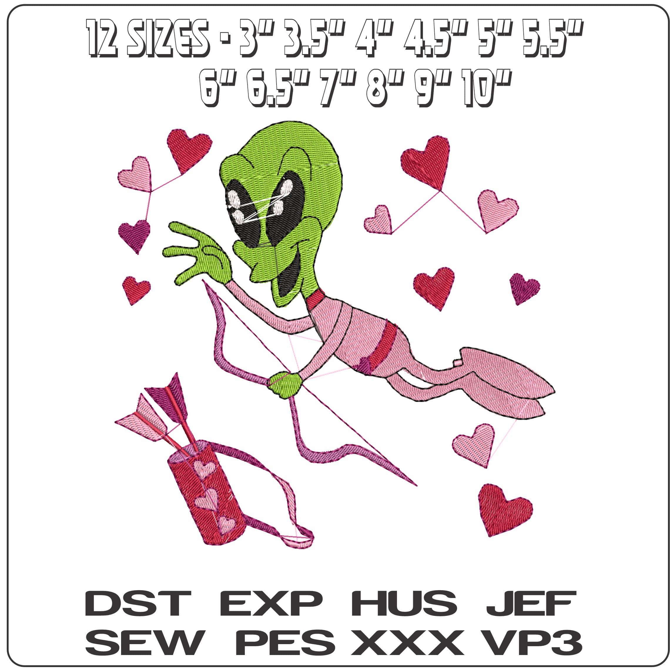 Alien Cupid  - Elegant embroidery design file - instant download — view 2