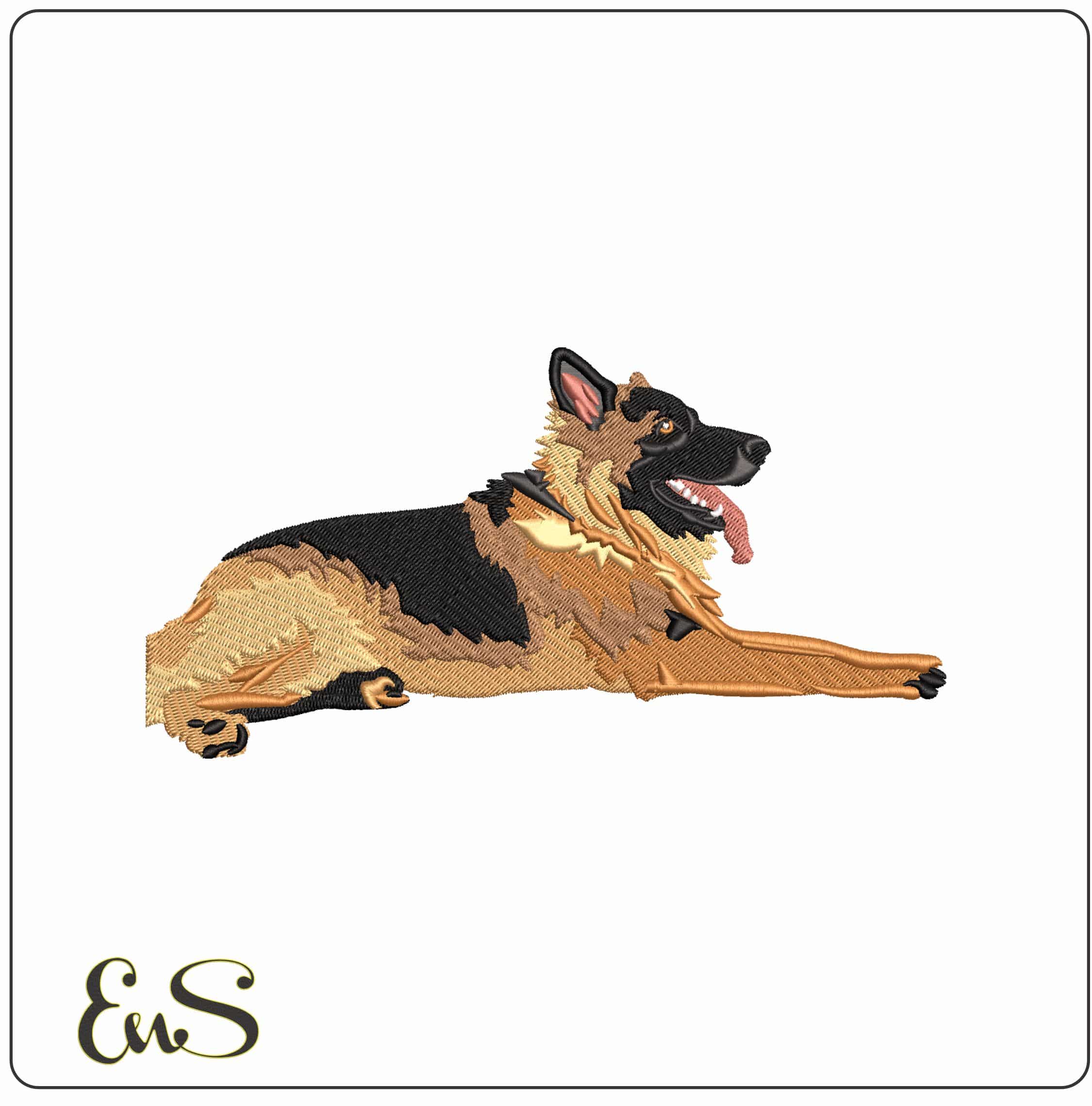 Alsatian Face Laying Down with Tongue out  - Elegant embroidery design file - instant download
