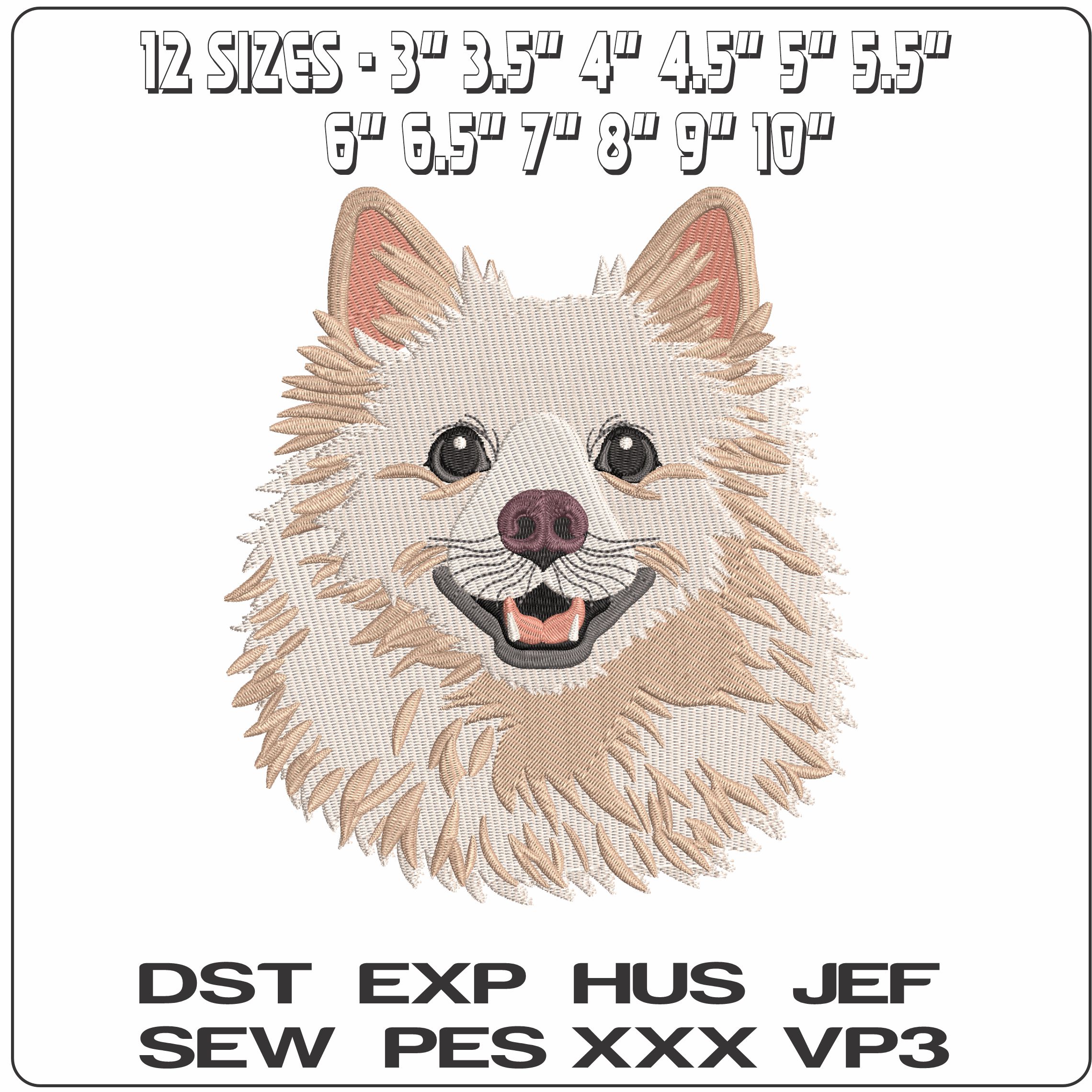 American Eskimo Dog Face  - Elegant embroidery design file - instant download — view 2