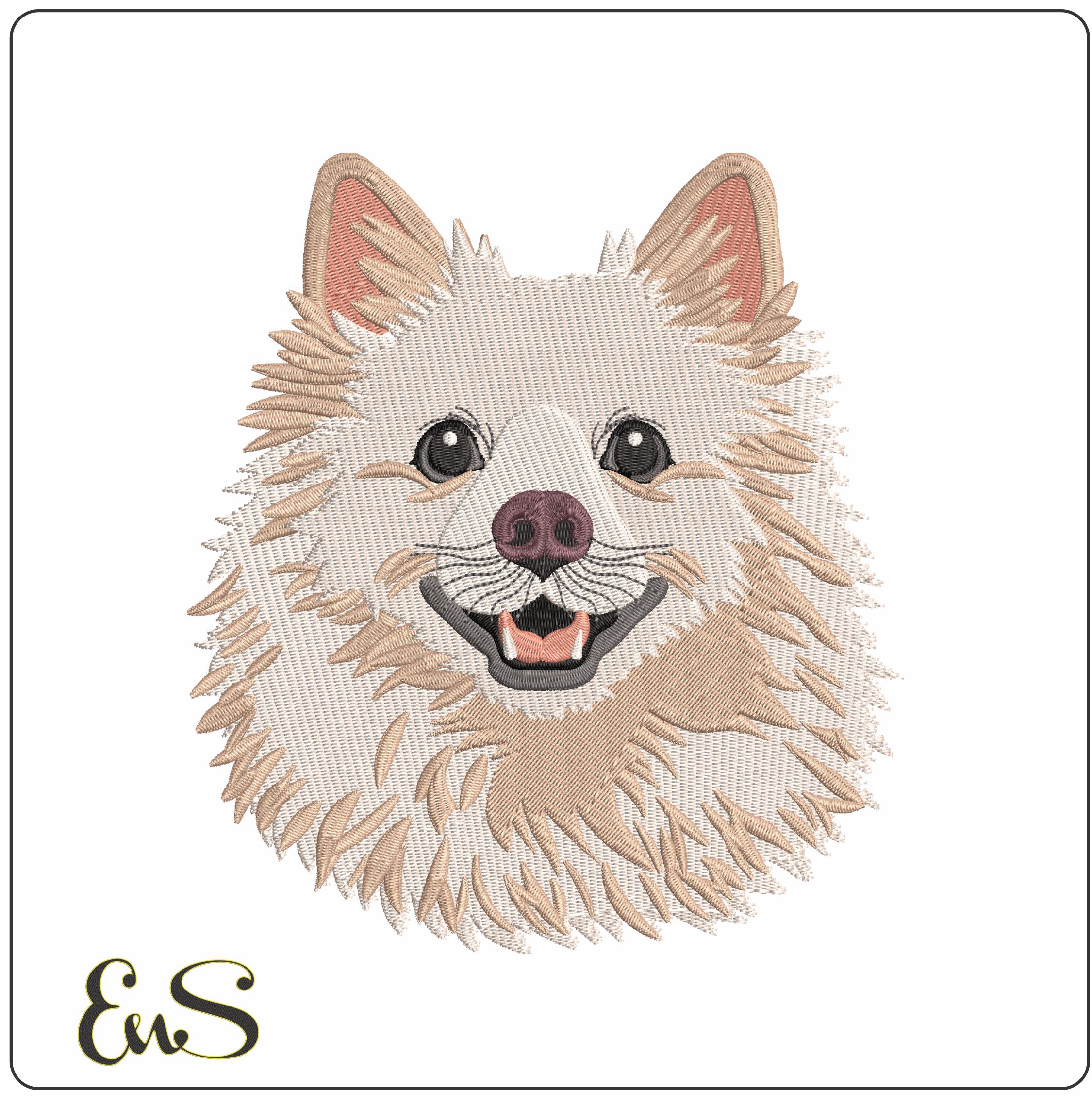 American Eskimo Dog Face  - Elegant embroidery design file - instant download
