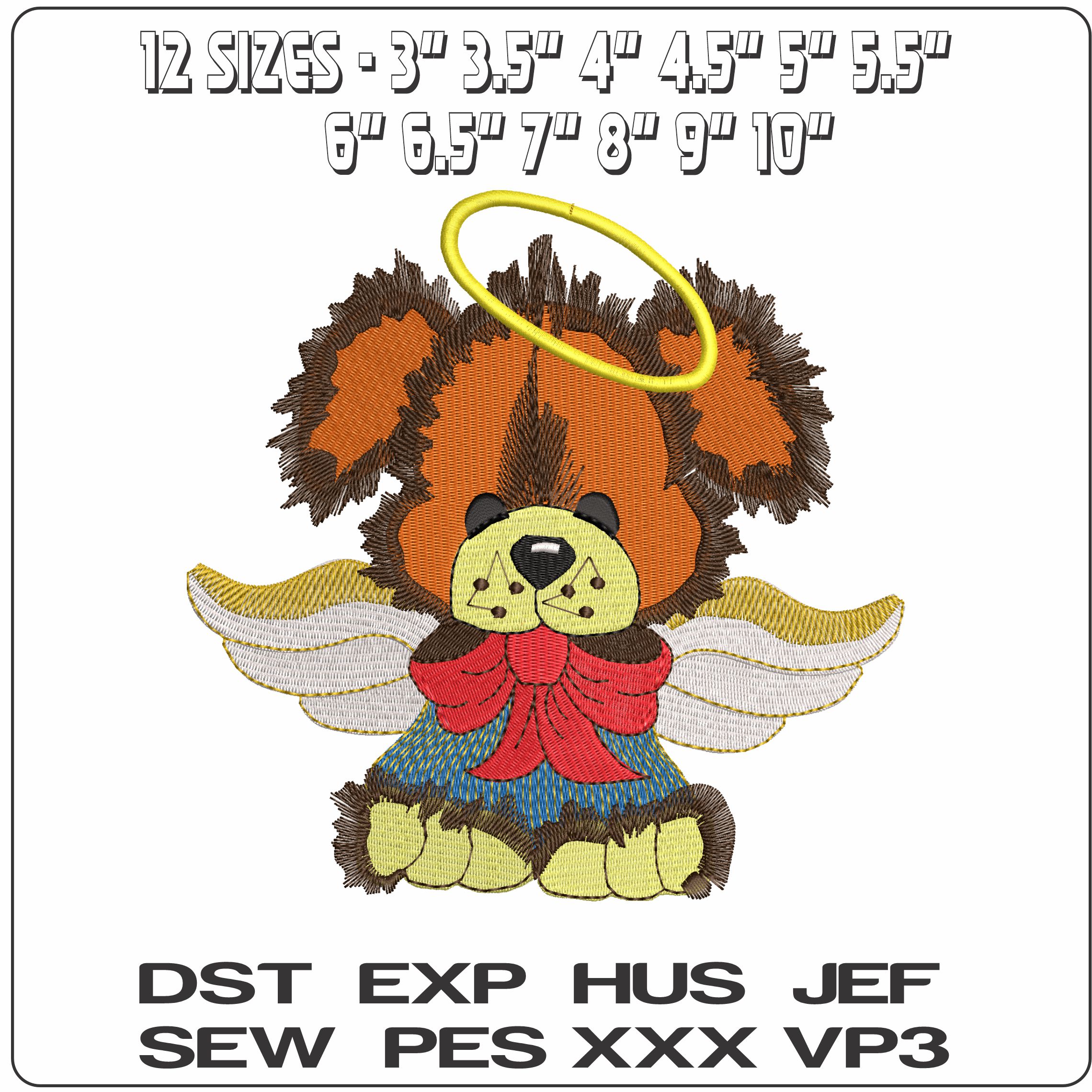 Angel Dog with Cute Bow  - Elegant embroidery design file - instant download — view 2