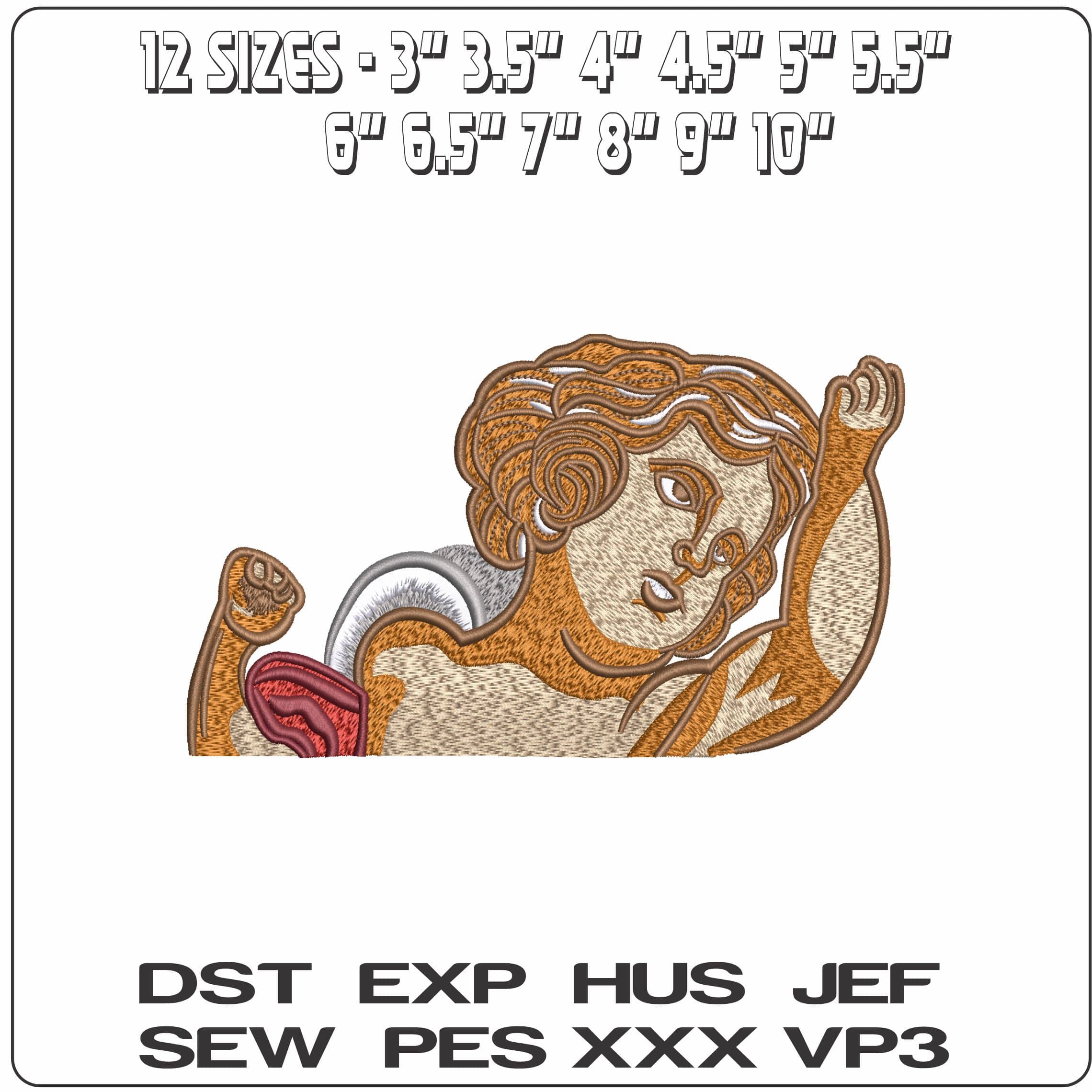 Angel Head  - Elegant embroidery design file - instant download — view 2