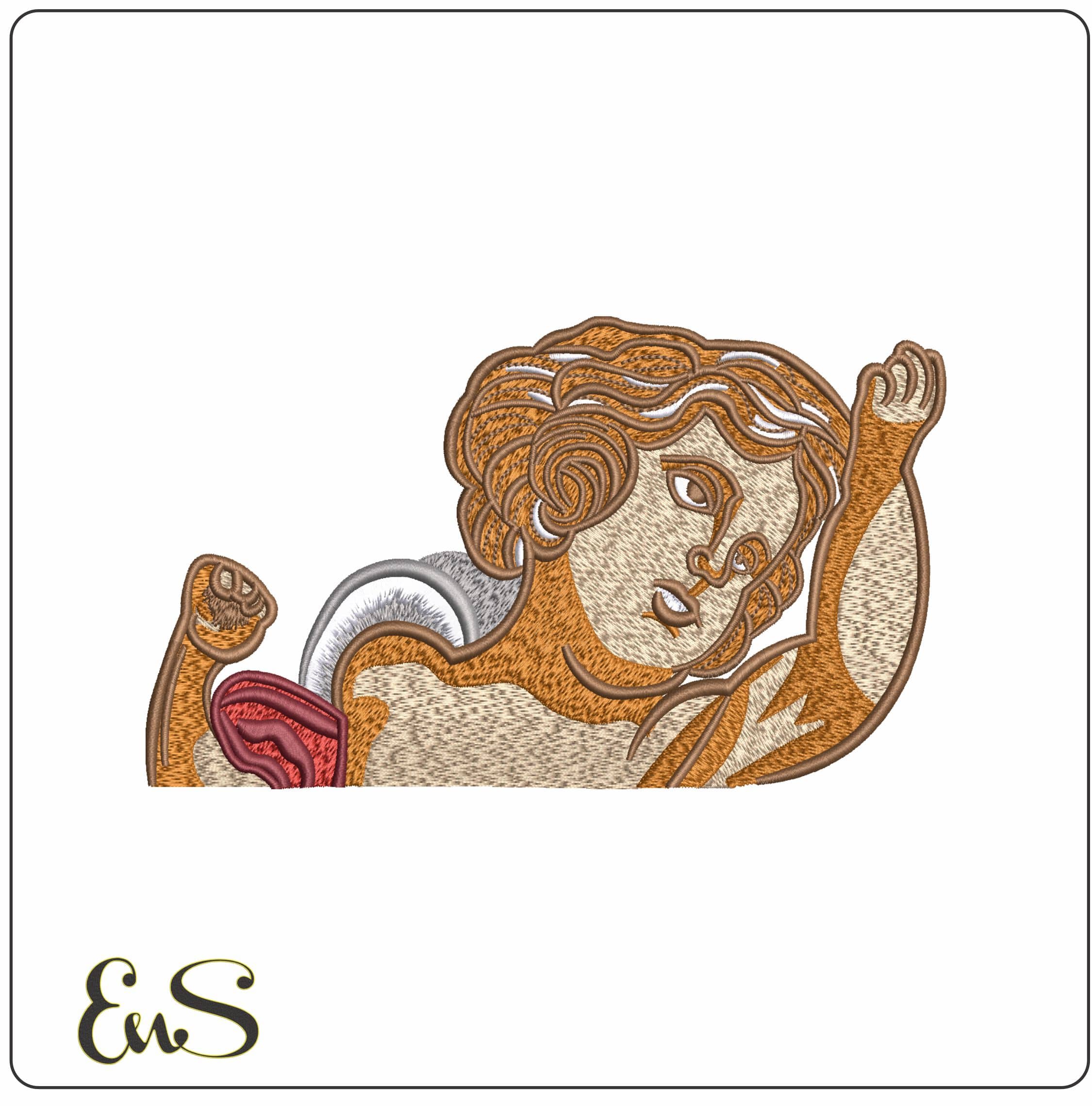 Angel Head  - Elegant embroidery design file - instant download