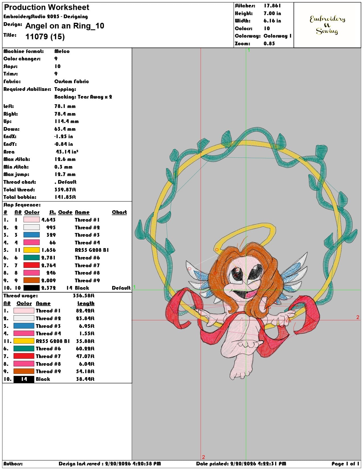 Angel on an Ring  - Elegant embroidery design file - instant download — view 3