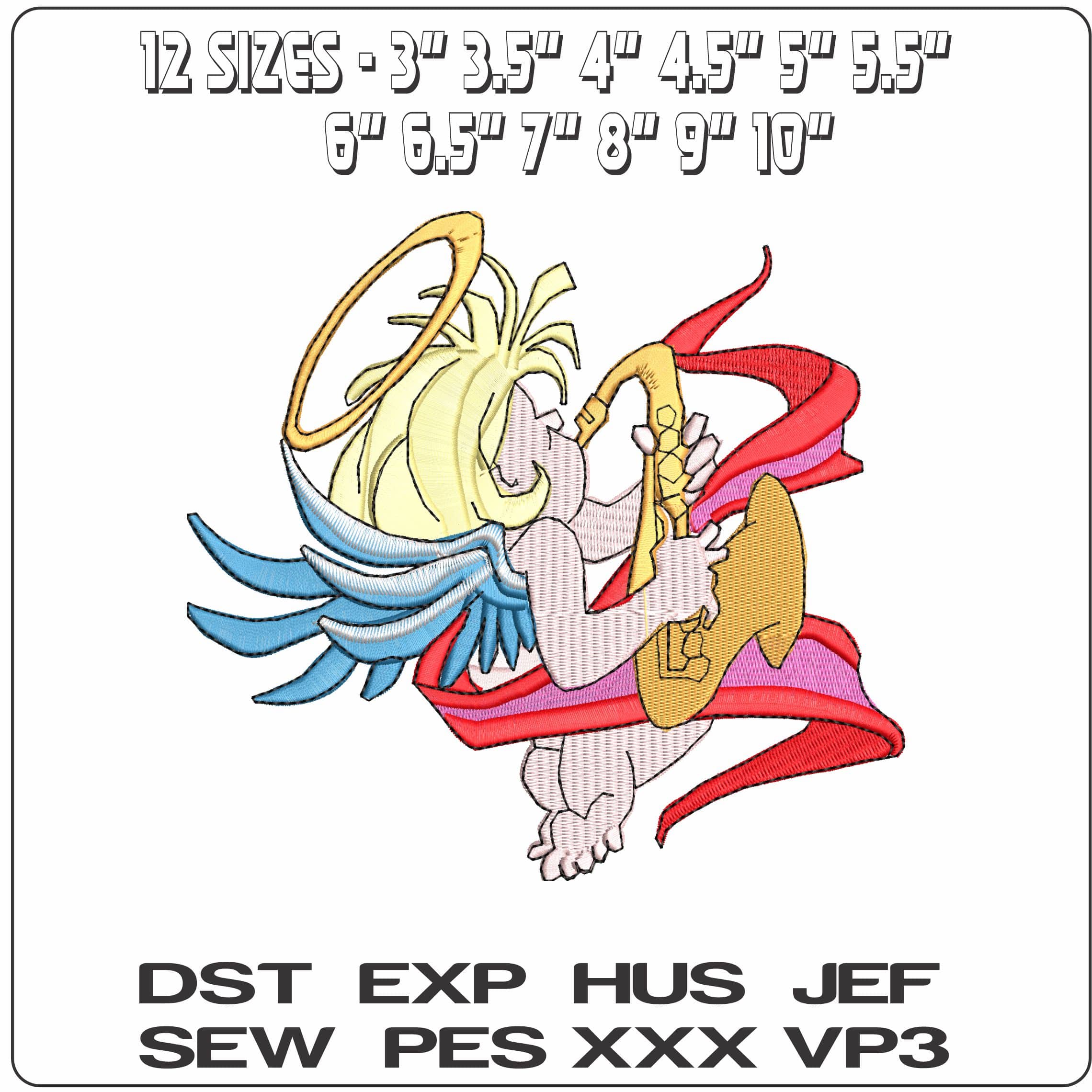 Angel Playing Saxaphone  - Elegant embroidery design file - instant download — view 2