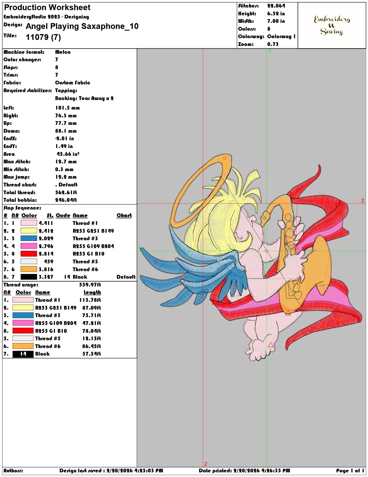 Angel Playing Saxaphone  - Elegant embroidery design file - instant download — view 3